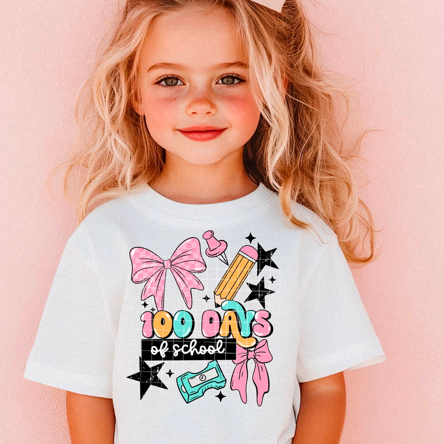 π 100 Days of School Bow Girl Tee πβ¨