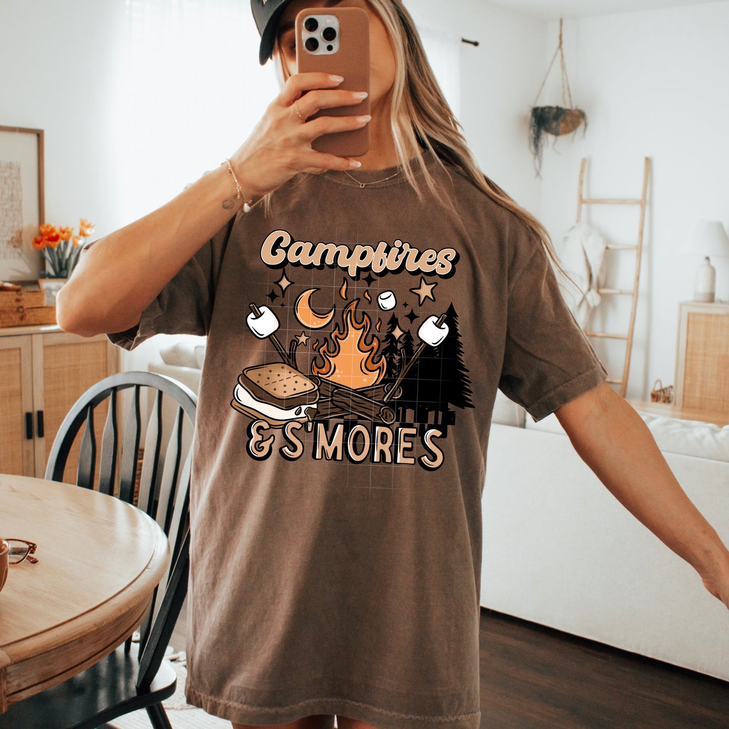 Campfires & S’mores – Cozy Camping Graphic Tee