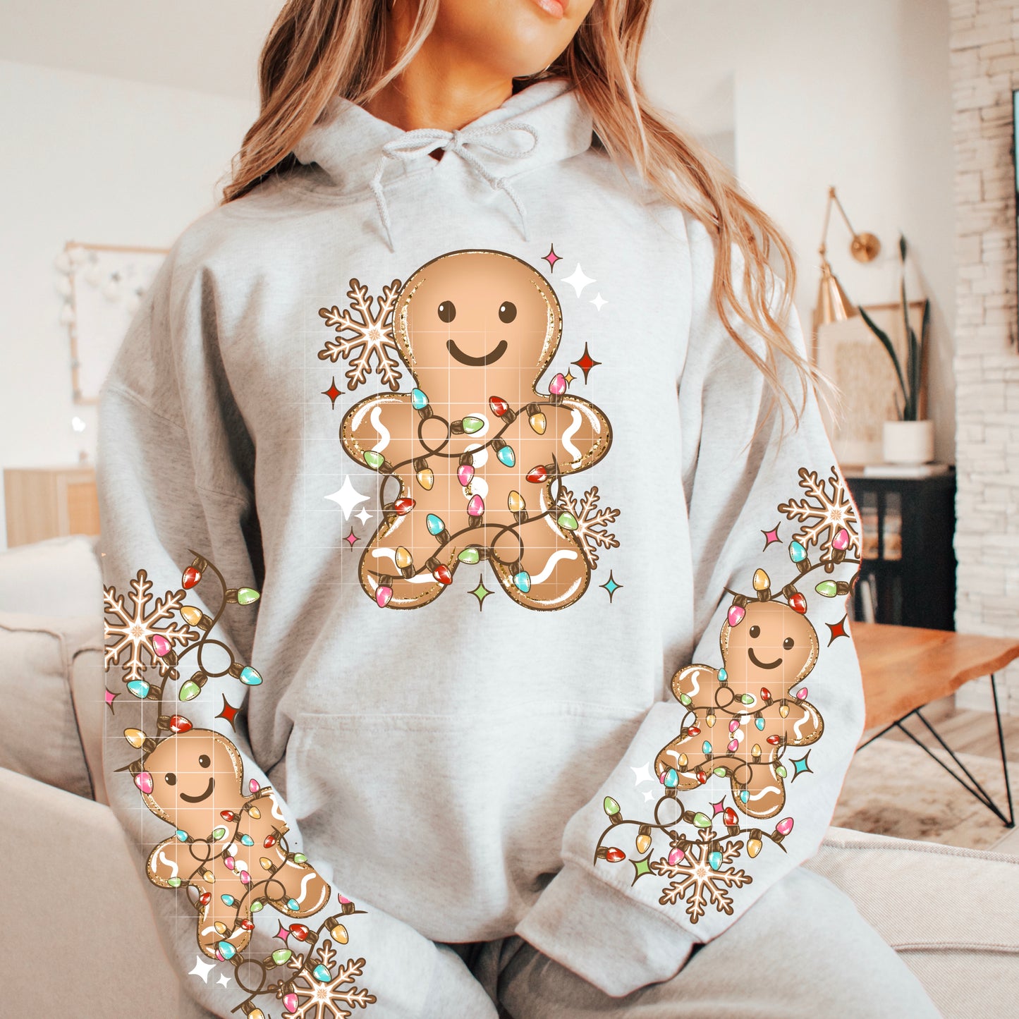🍪🎄 Gingerbread Christmas Hoodie ✨ Cute Holiday Lights Sweatshirt