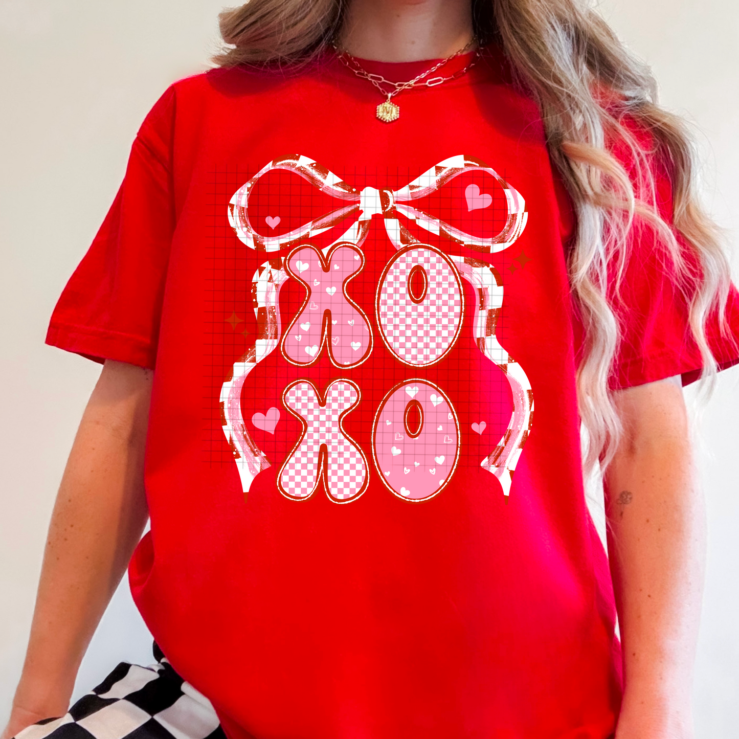 π XOXO Valentine Bow Graphic Tee π Cute Love Heart Shirt π