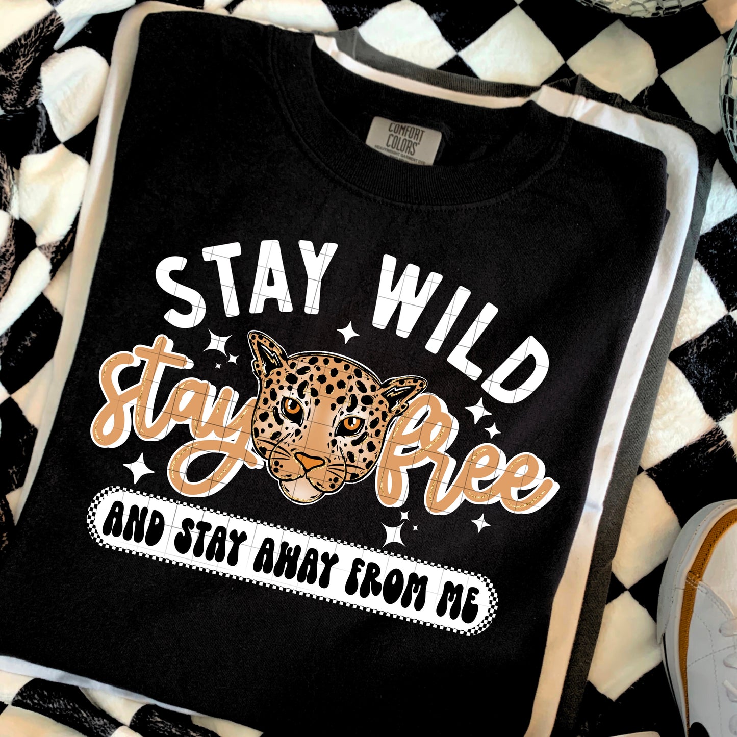 Stay Wild Stay Free Leopard T-Shirt β Bold Animal Print Graphic Tee