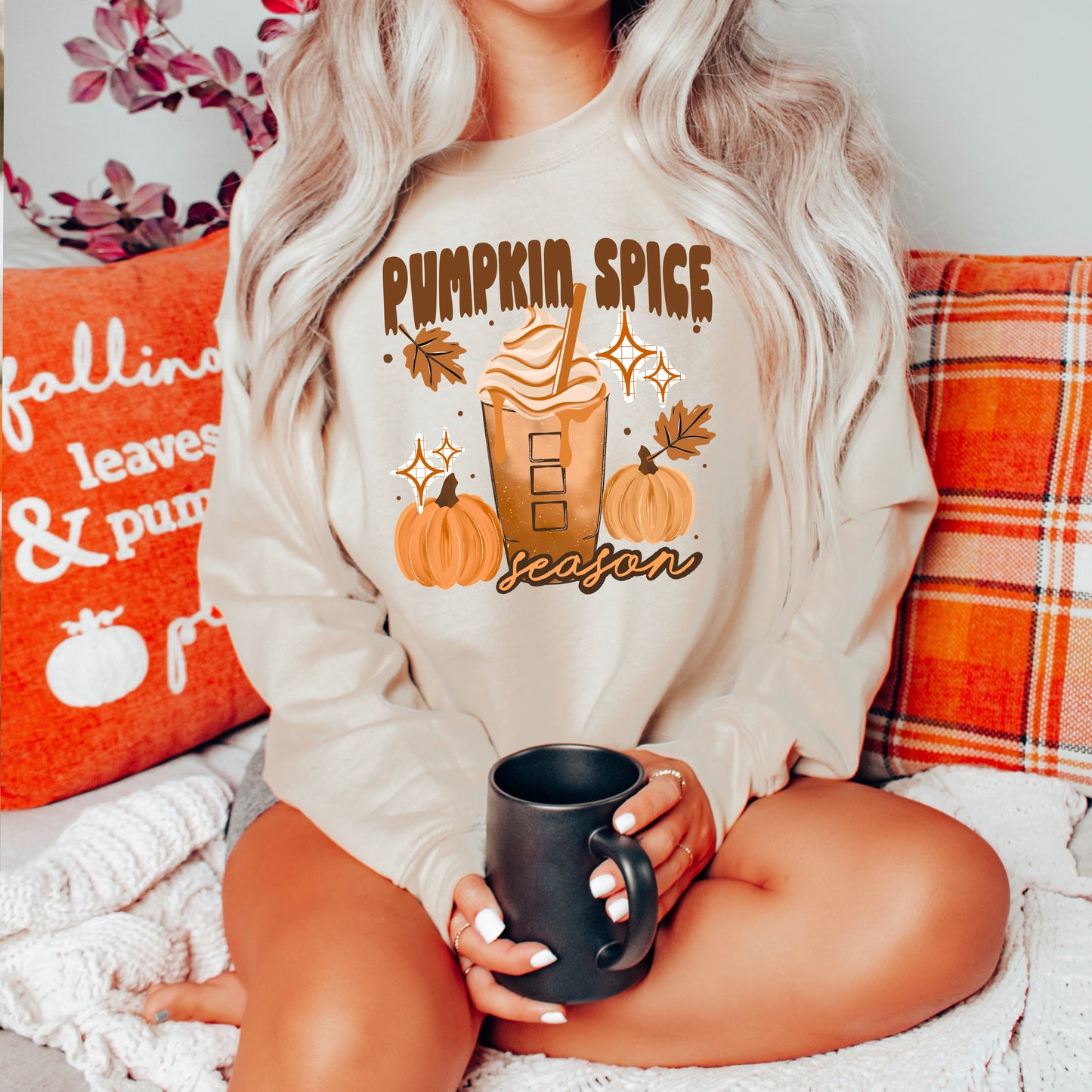 Spooky Ghost Halloween Sweatshirt | Cute Ghosts & Spider Web Graphic Crewneck | Retro Spooky Season Pullover (Copy)