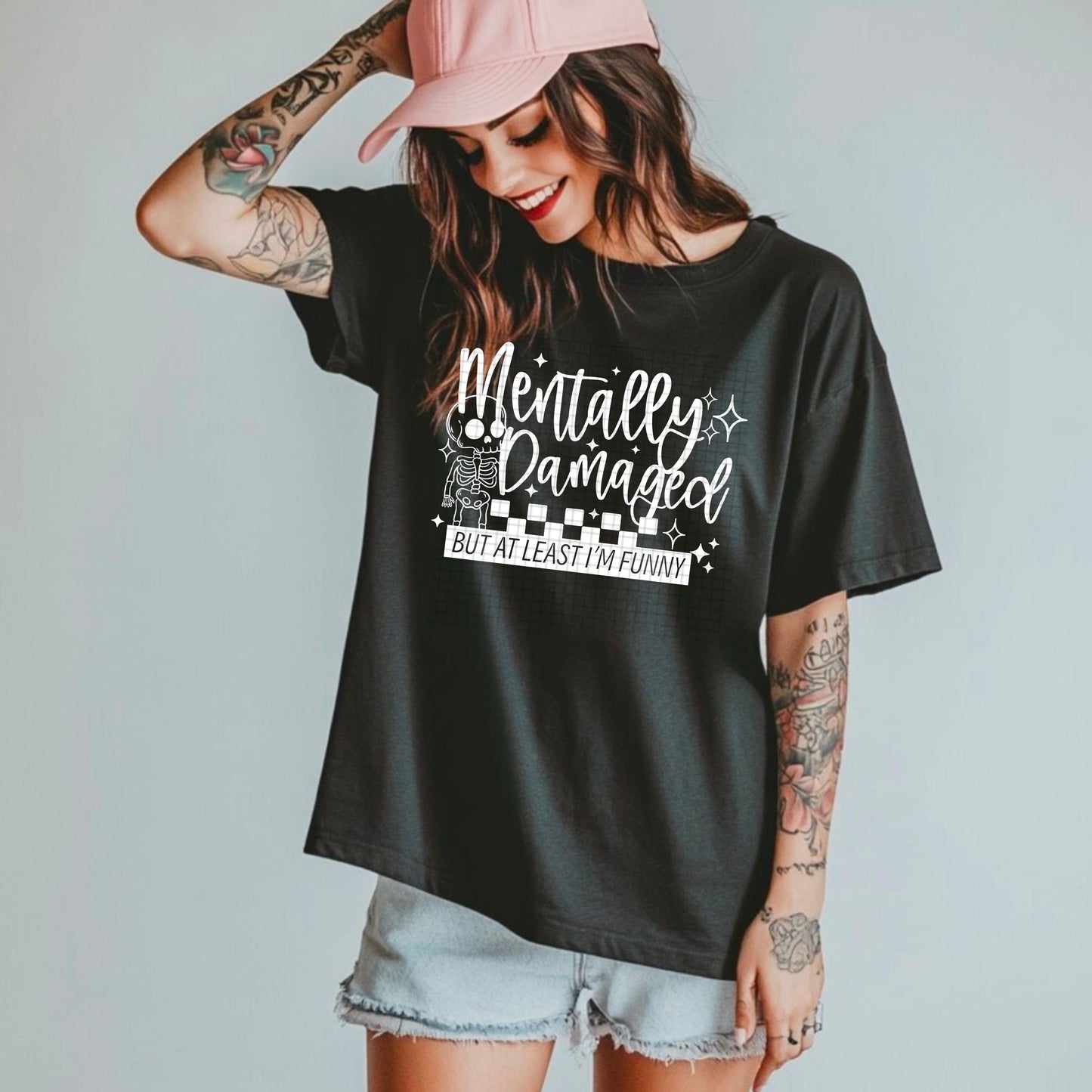 🖤 Mentally Damaged But Funny Tee ✨😂