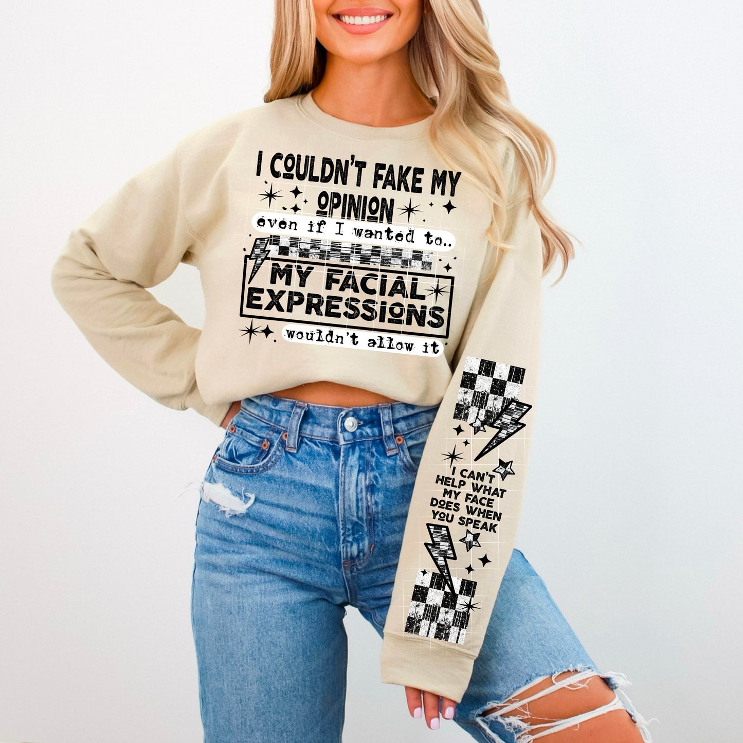 My Facial Expressions 😒✨ Cropped Attitude Sweatshirt with Sleeves
