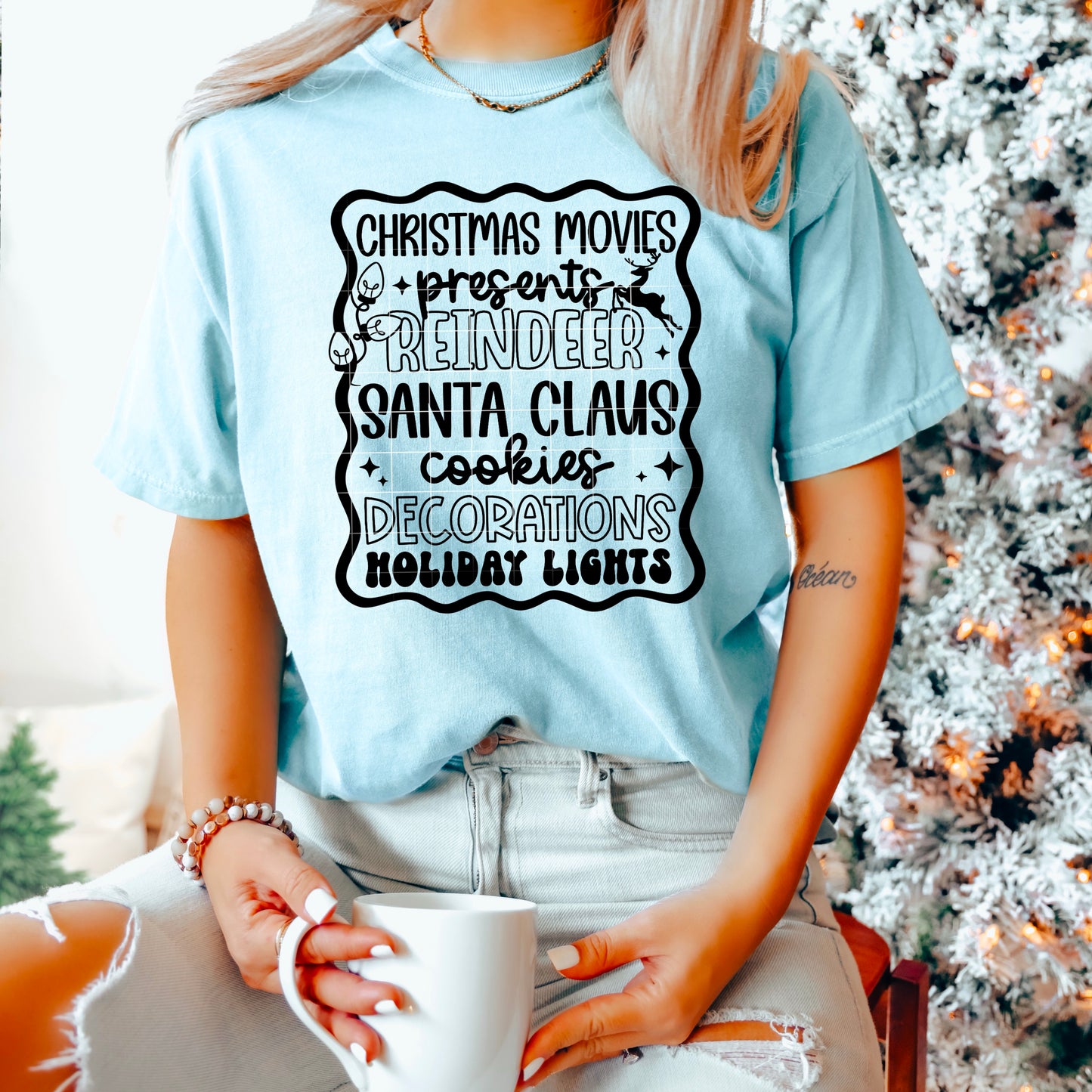 Christmas Movies β’ Reindeer β’ Santa Claus β’ Holiday Lights Tee π
β¨π