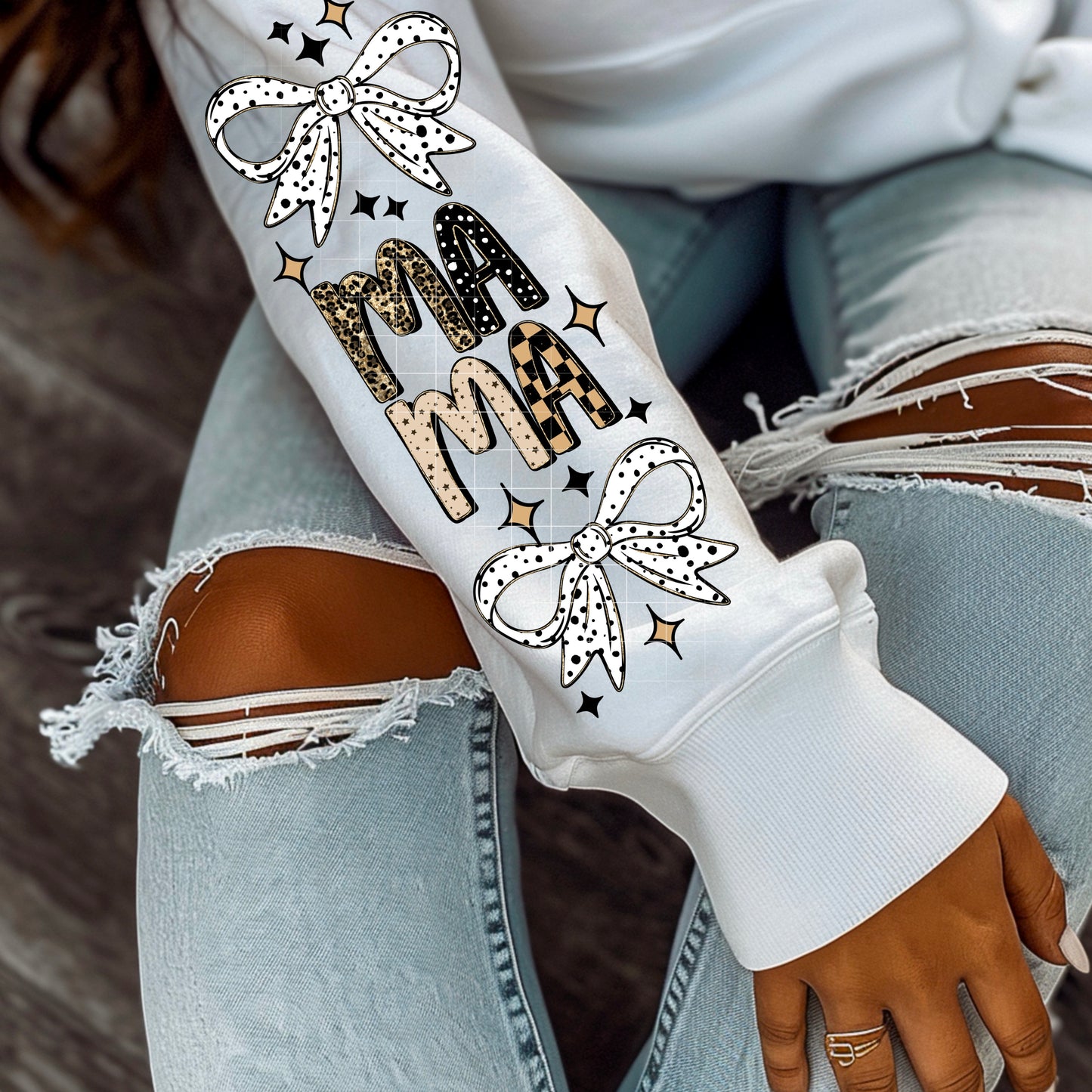 MAMA Bow Sleeve Sweatshirt β¨π Cute Cozy Mom Aesthetic