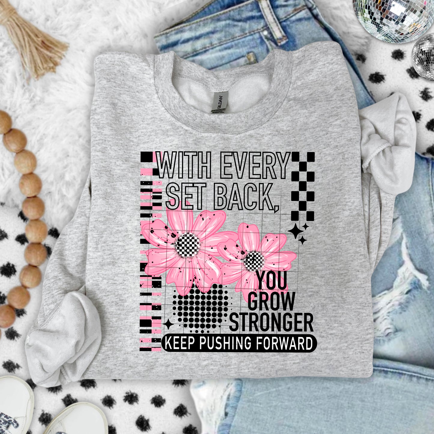 With Every Set Back Graphic Crewneck