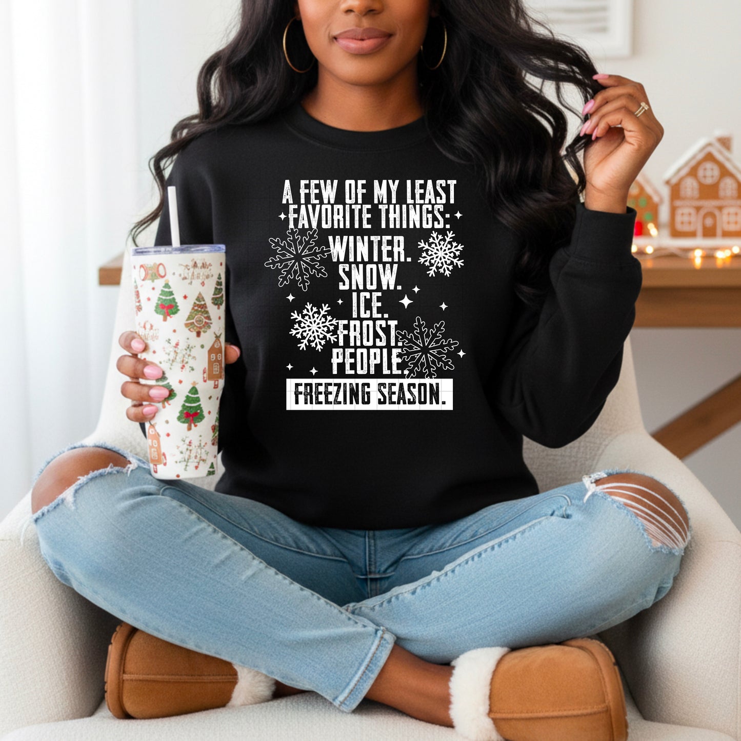 βοΈπ Least Favorite Things Winter Sweatshirt ββ¨ Funny Freezing Season Shirt