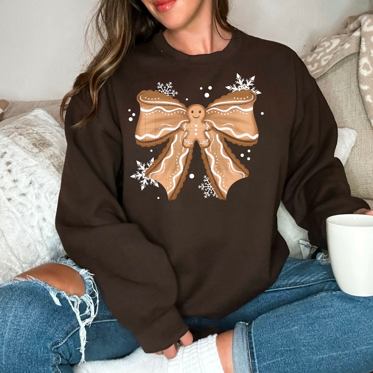 πͺπ Gingerbread Bow Christmas Sweatshirt βοΈβ¨