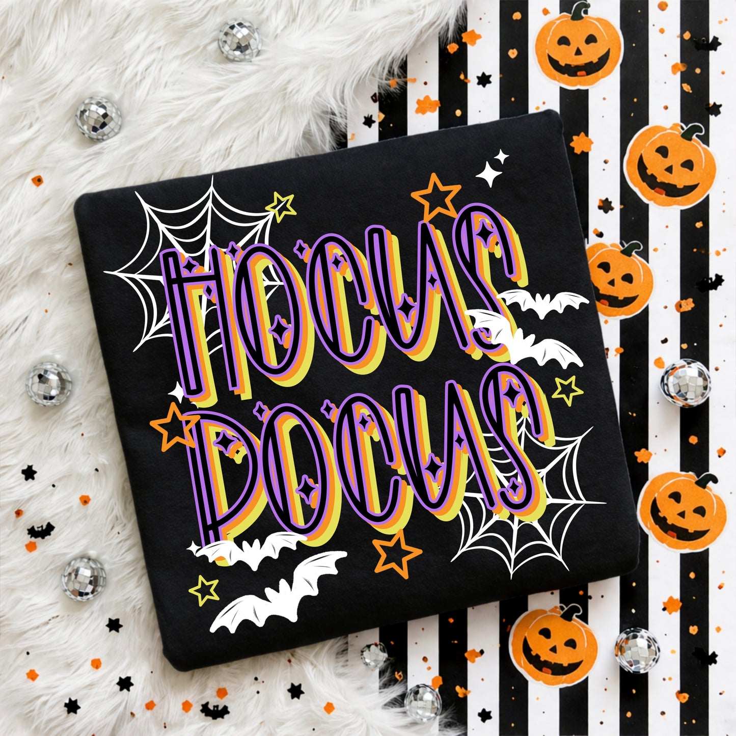 Retro Spooky Season Shirt with Bats & Spider Webs
