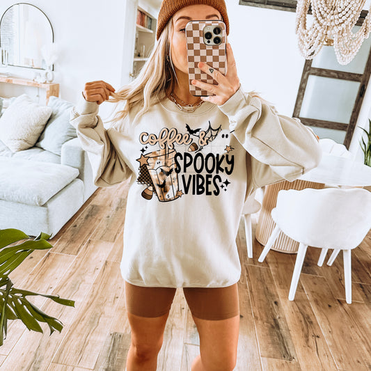 πβCoffee & Spooky Vibes Crewneck β’ Fall Halloween Aesthetic Sweater β¨πΈοΈ