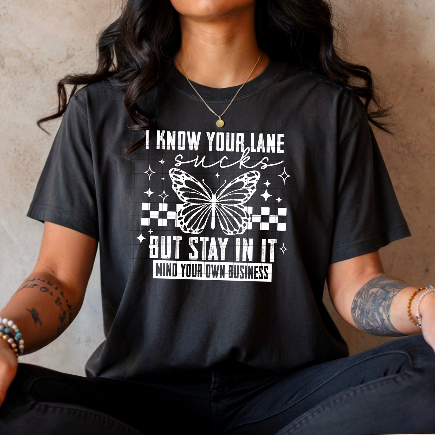 🦋 Stay In Your Lane — Butterfly Attitude Tee ✨😌