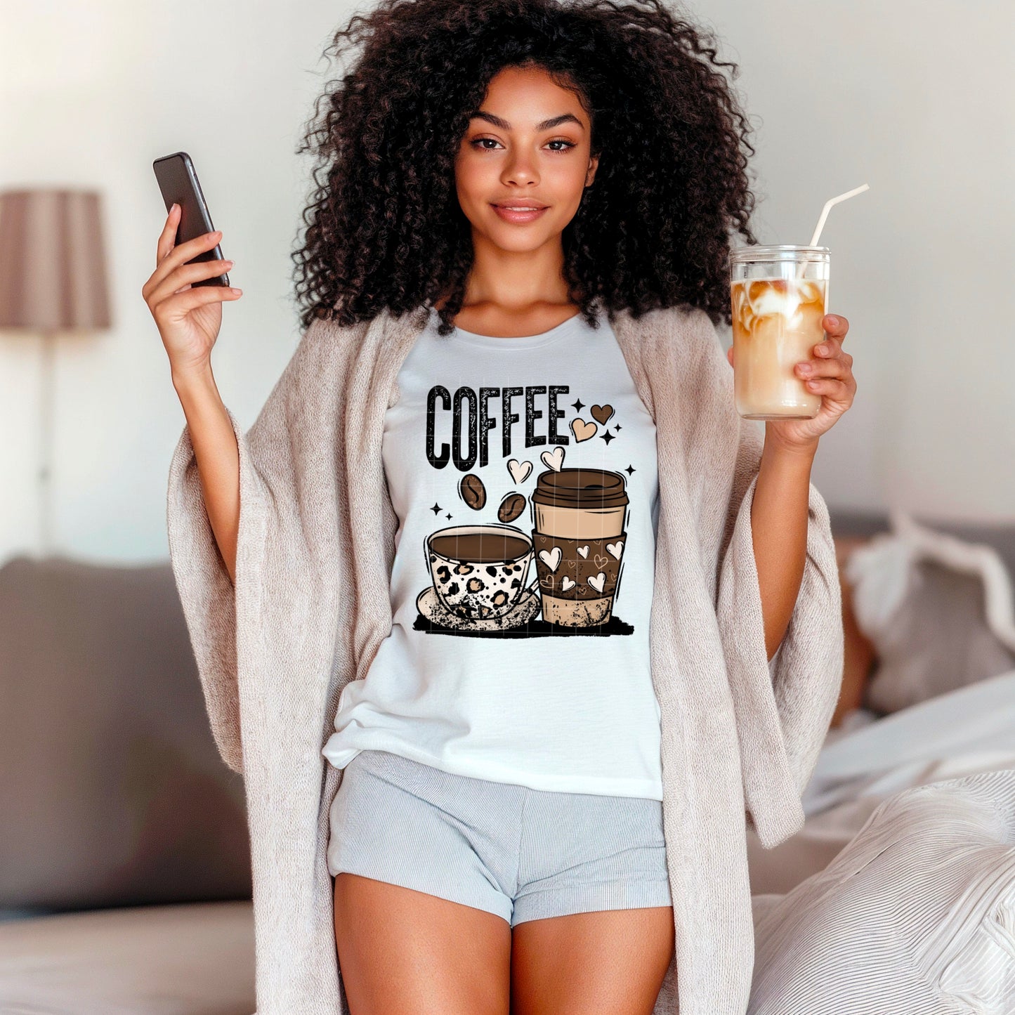 Coffee Animal Print Graphic T-Shirt