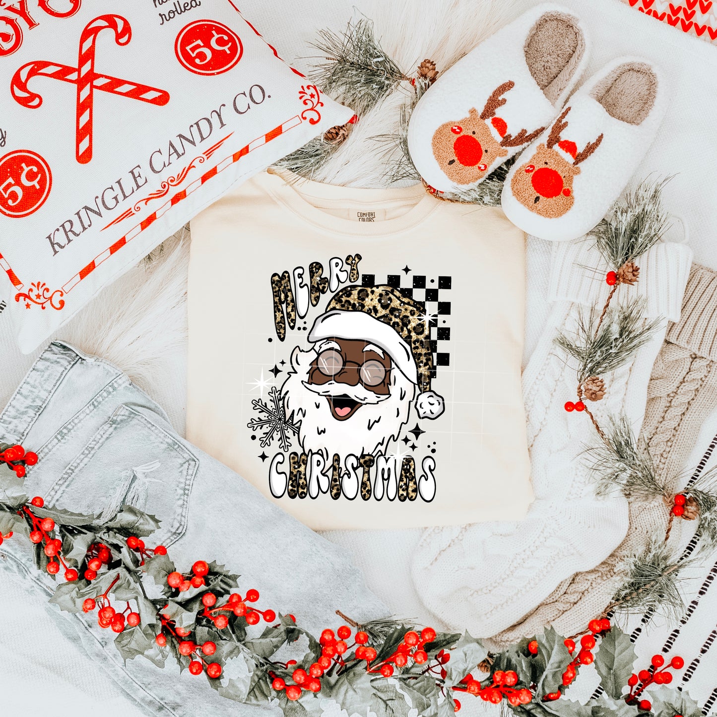 🎄 Merry Christmas Leopard Santa Tee ✨ Cute Holiday Graphic T-Shirt