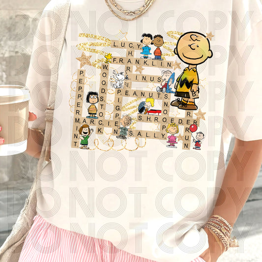 Peanuts Inspired Word Collage Shirt | Classic Comic Book Tee