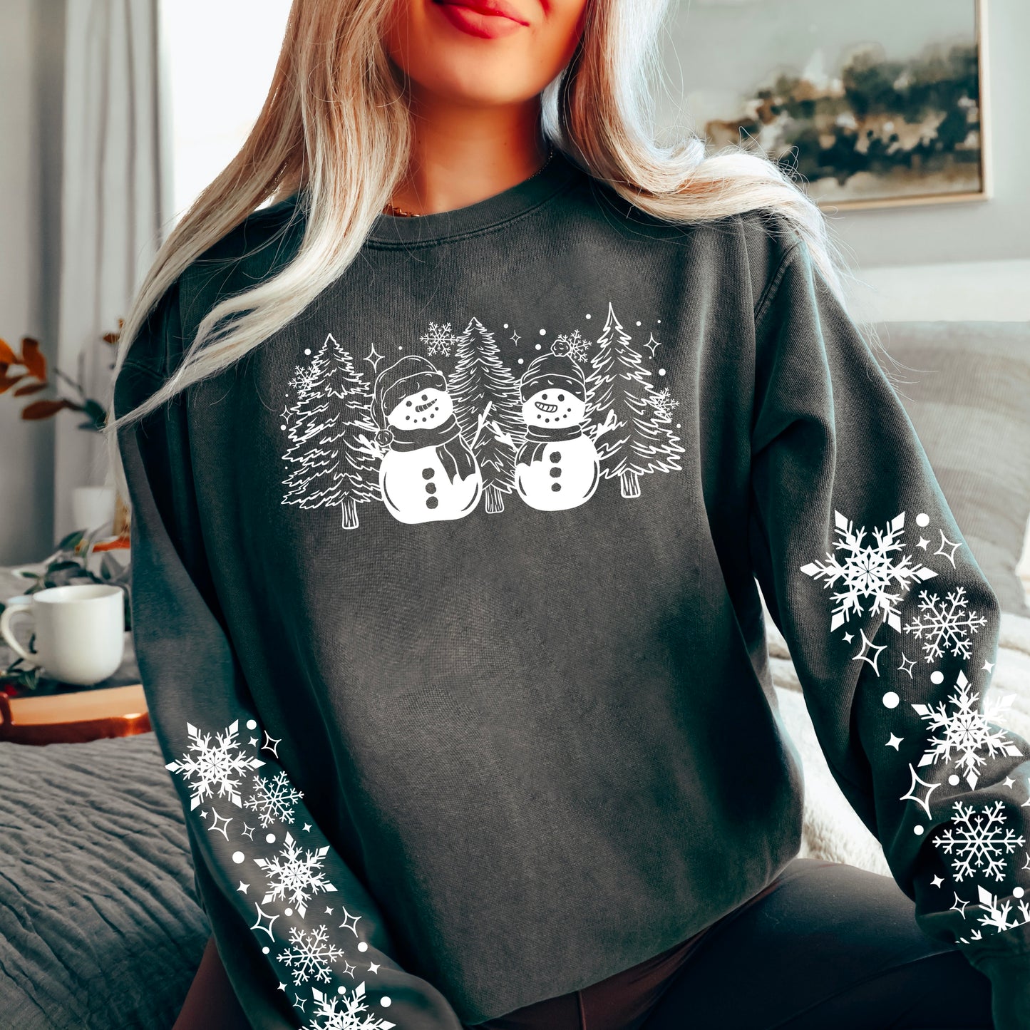 Snowman Forest ❄️⛄ Winter Sweatshirt with Sleeves