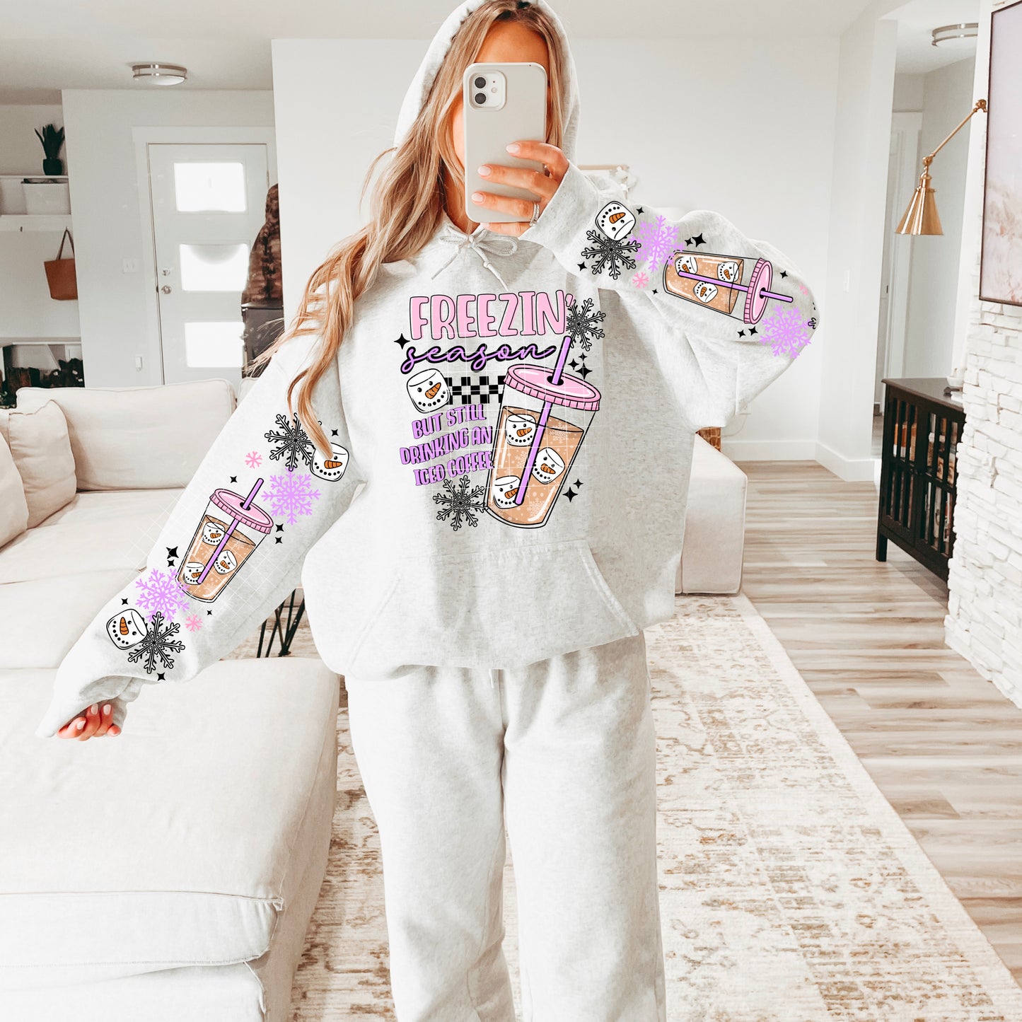❄️ Freezin’ Season Iced Coffee Hoodie ☕💗