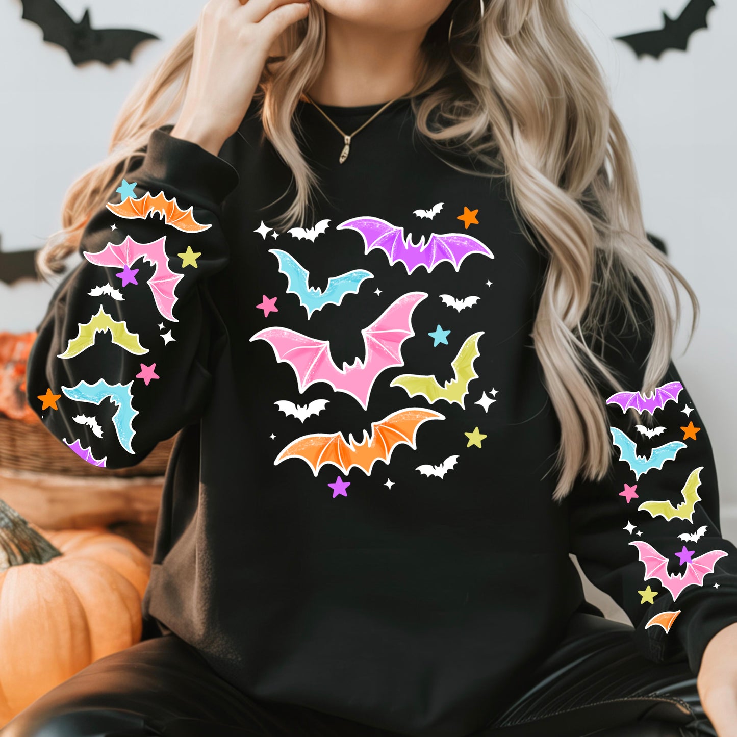 Colorful Bats Halloween Crewneck
