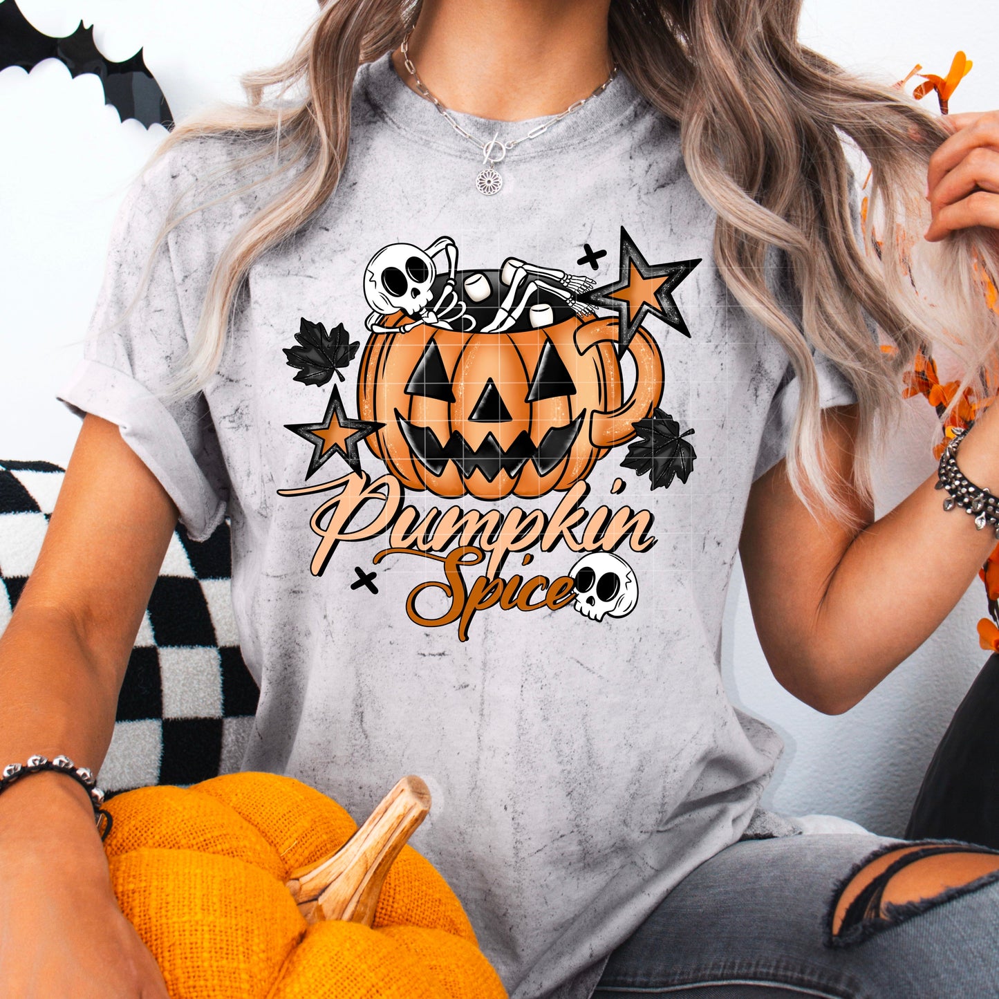 Pumpkin Spice Skeleton Mug Tee