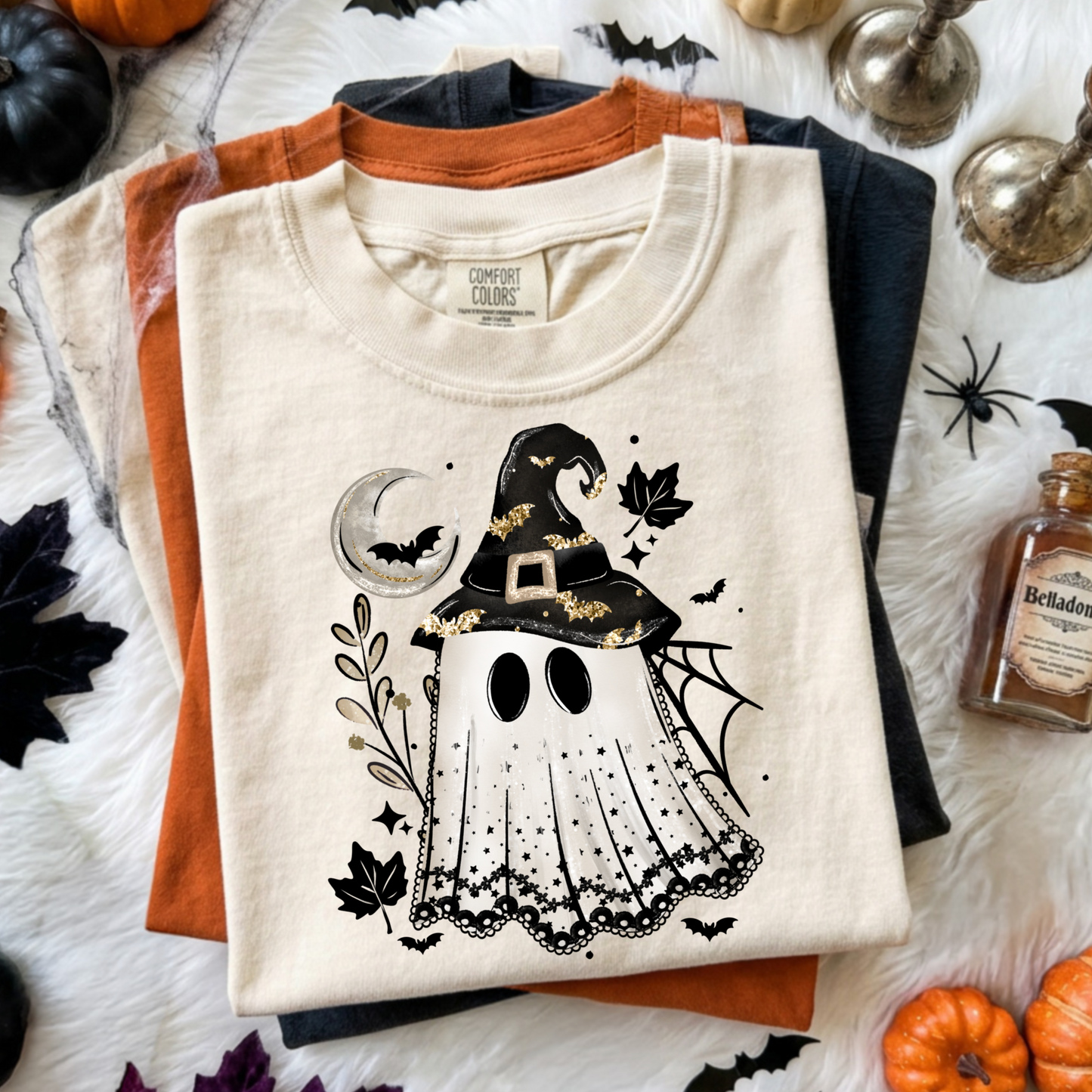 Spooky Ghost Witch Hat Fall T-Shirt
