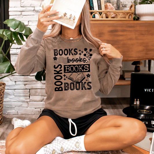 Books Books Books Shirt | Book Lover Graphic Tee | Retro Reader Shirt | Bibliophile Long Sleeve | Cozy Reading Shirt | Gift for Book Lovers | Bookworm Apparel ππ€β¨