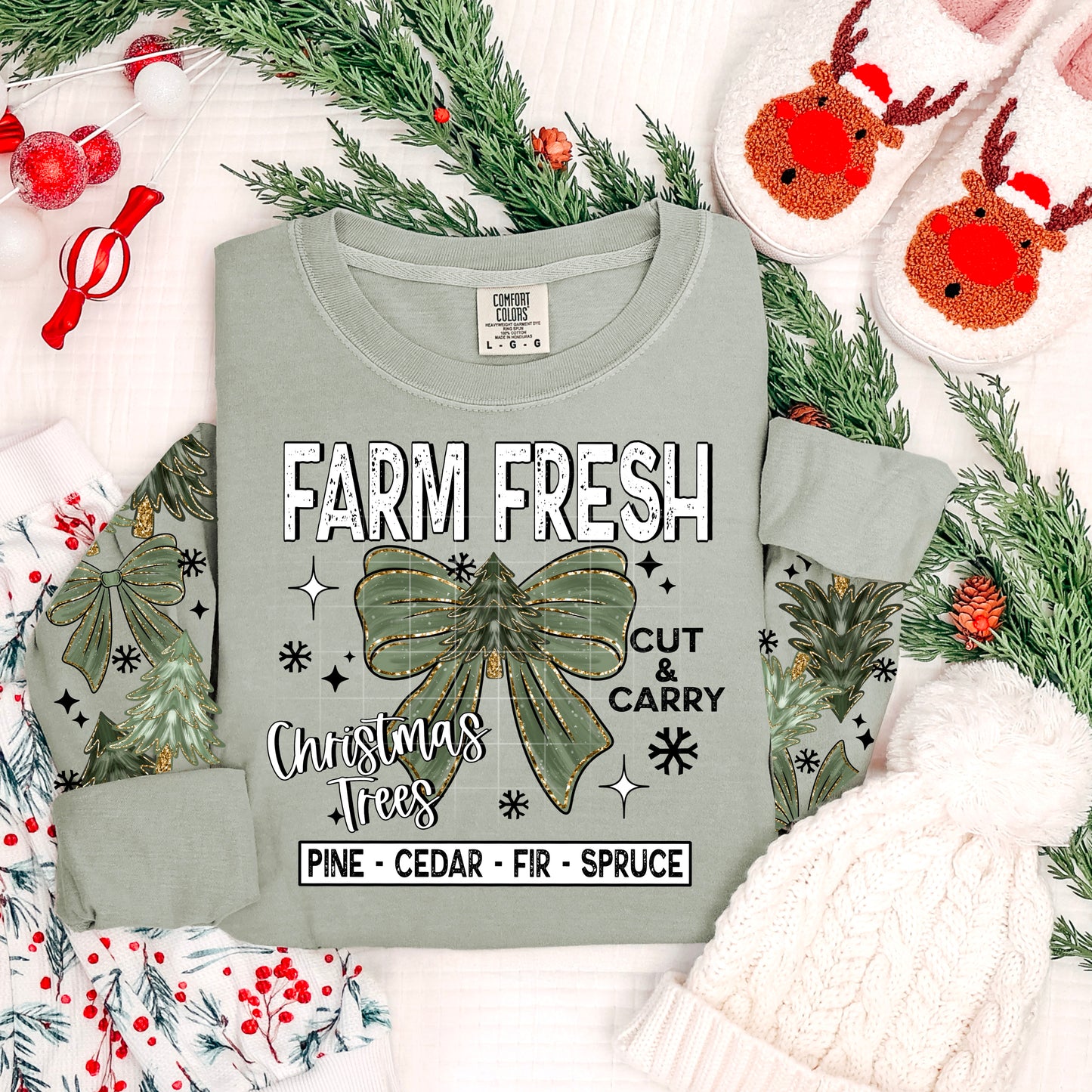 Farm Fresh Christmas Trees Sweatshirt πβ¨ Cozy Holiday Pine Crewneck π²π€