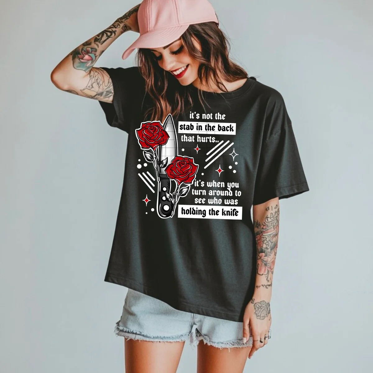 Its not the Stab in The Back that Hurts Front Cute Womens Graphic T-Shirt