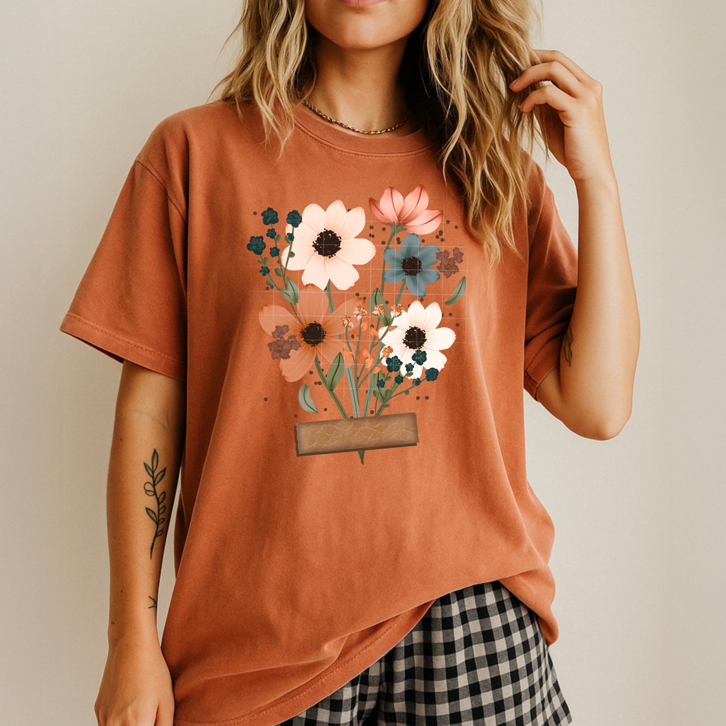 Floral Graphic Tee | Neutral Aesthetic Flower Shirt | Trendy Unisex T-Shirt