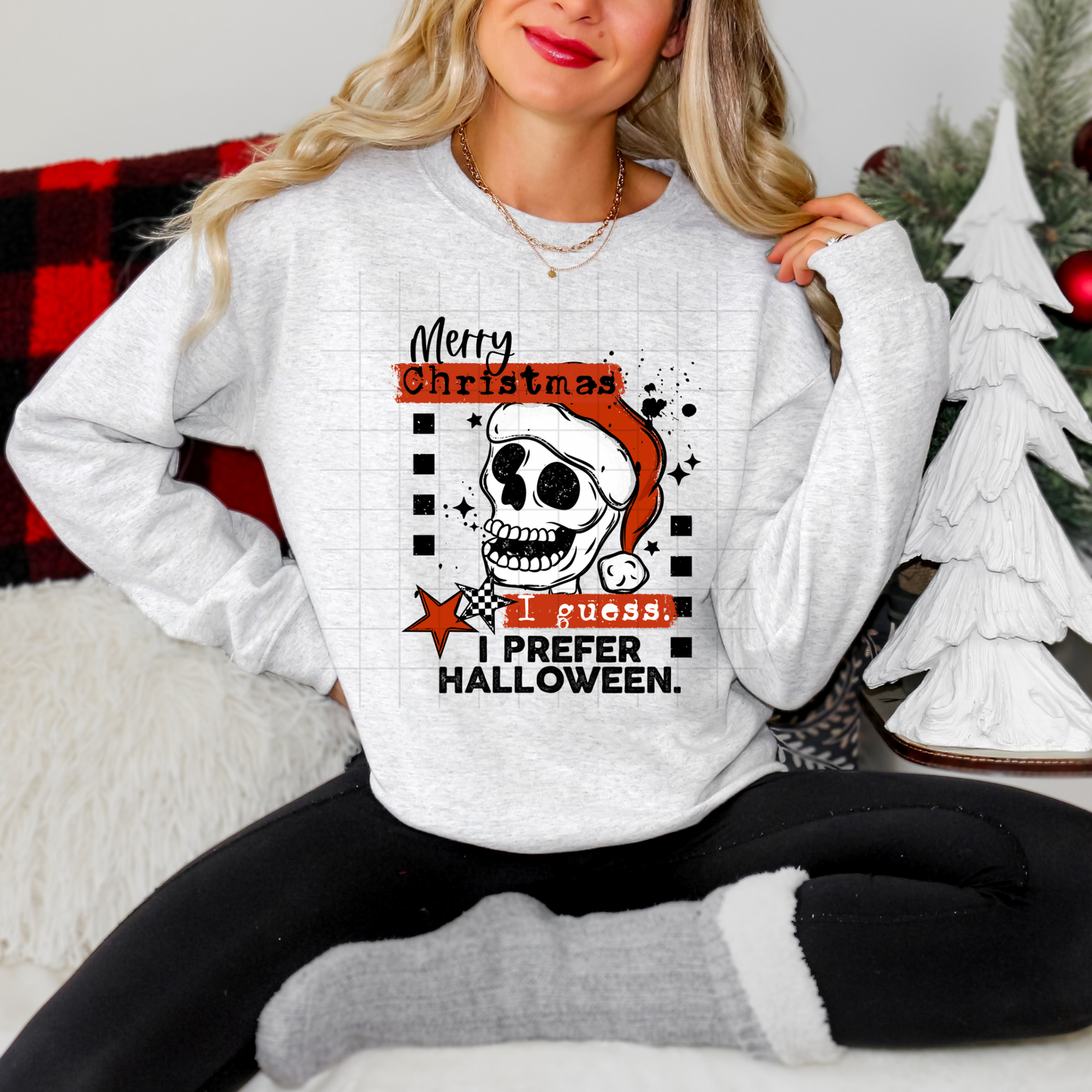 Merry Christmas… I Guess Sweatshirt 💀🎄✨ Halloween Lover Holiday Crewneck
