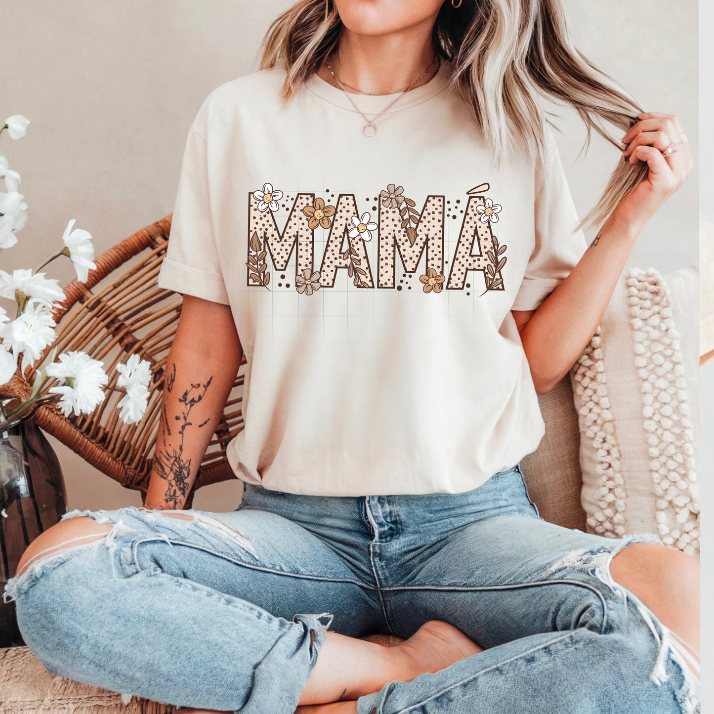 Mama Flowers Womens Graphic T-Shirt