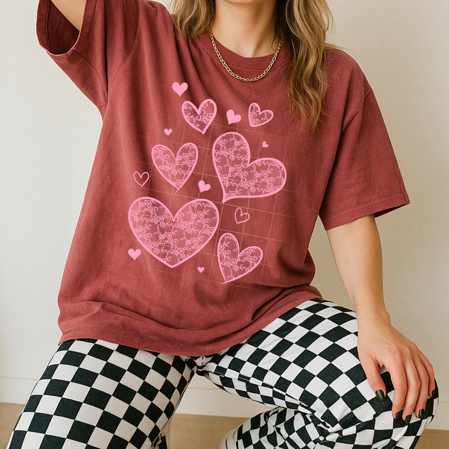 Floral Lace Heart T-Shirt – Romantic Love Graphic Tee