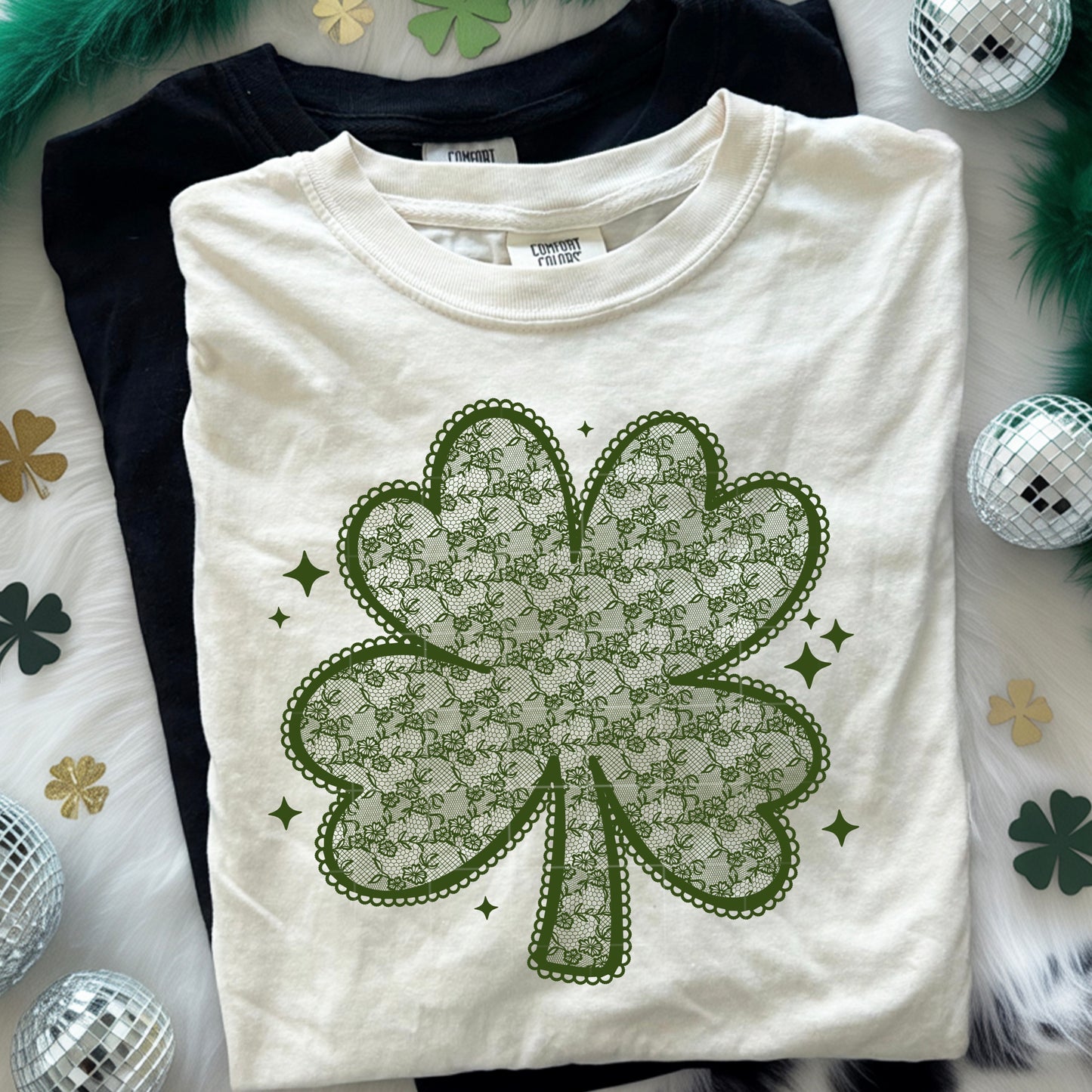 Lace Shamrock Graphic Tee – St. Patrick’s Day Clover Shirt