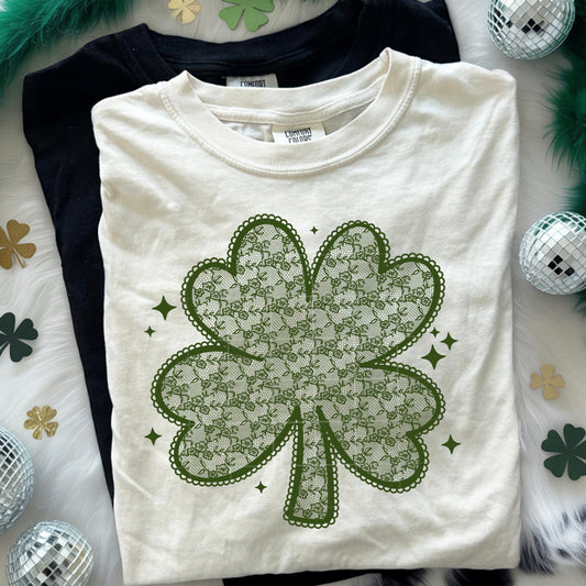 Lace Shamrock Graphic Tee – St. Patrick’s Day Clover Shirt