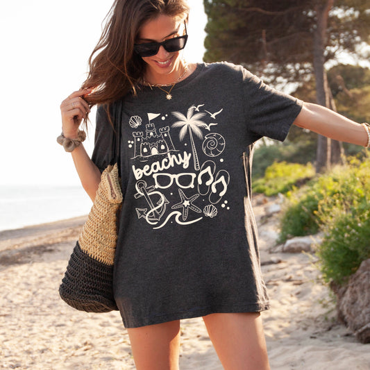 Beachy Summer Graphic Tee | Coastal Beach Vibes Shirt | Seashell & Palm Tree T-Shirt | Vacation Graphic Tee | Ocean Lover Unisex Shirt π΄ππβοΈ