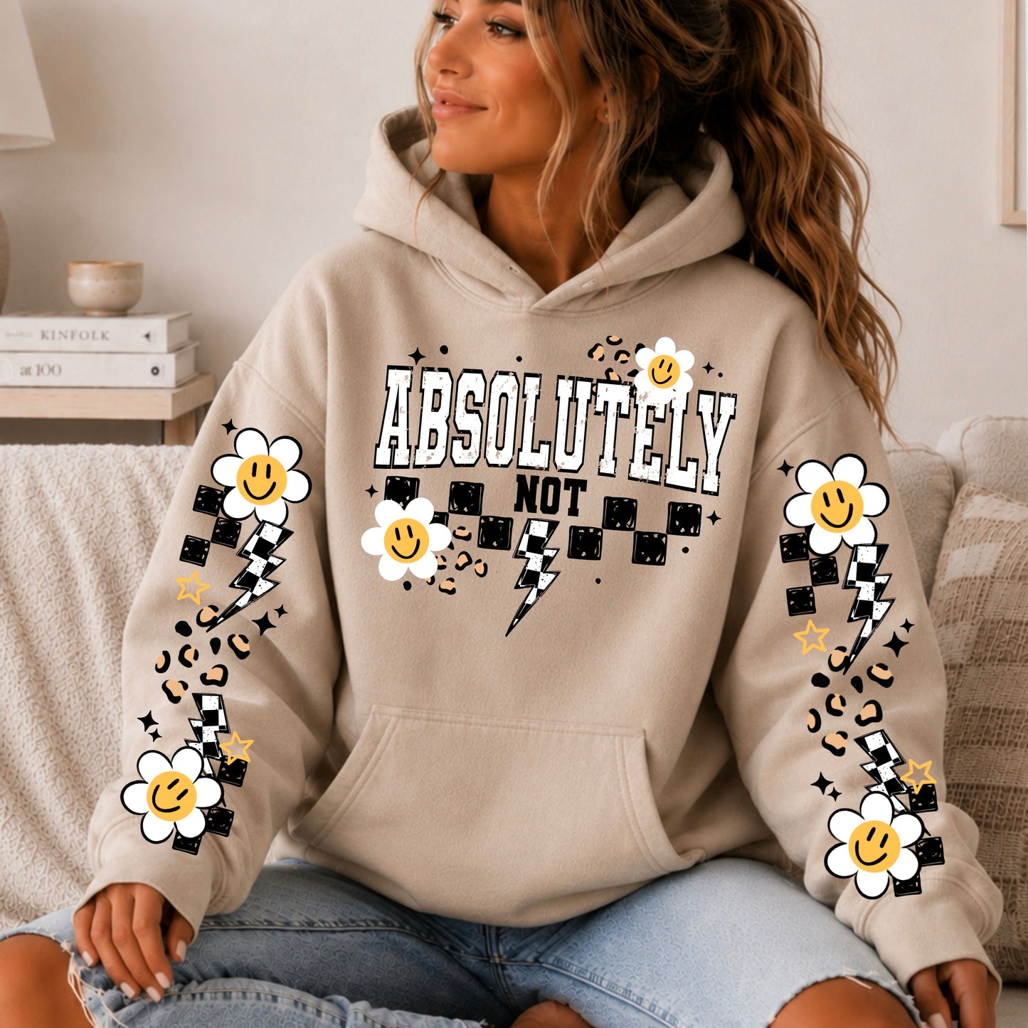 Absolutely Not Smiley Daisy Graphic Hoodie 🌼⚡
