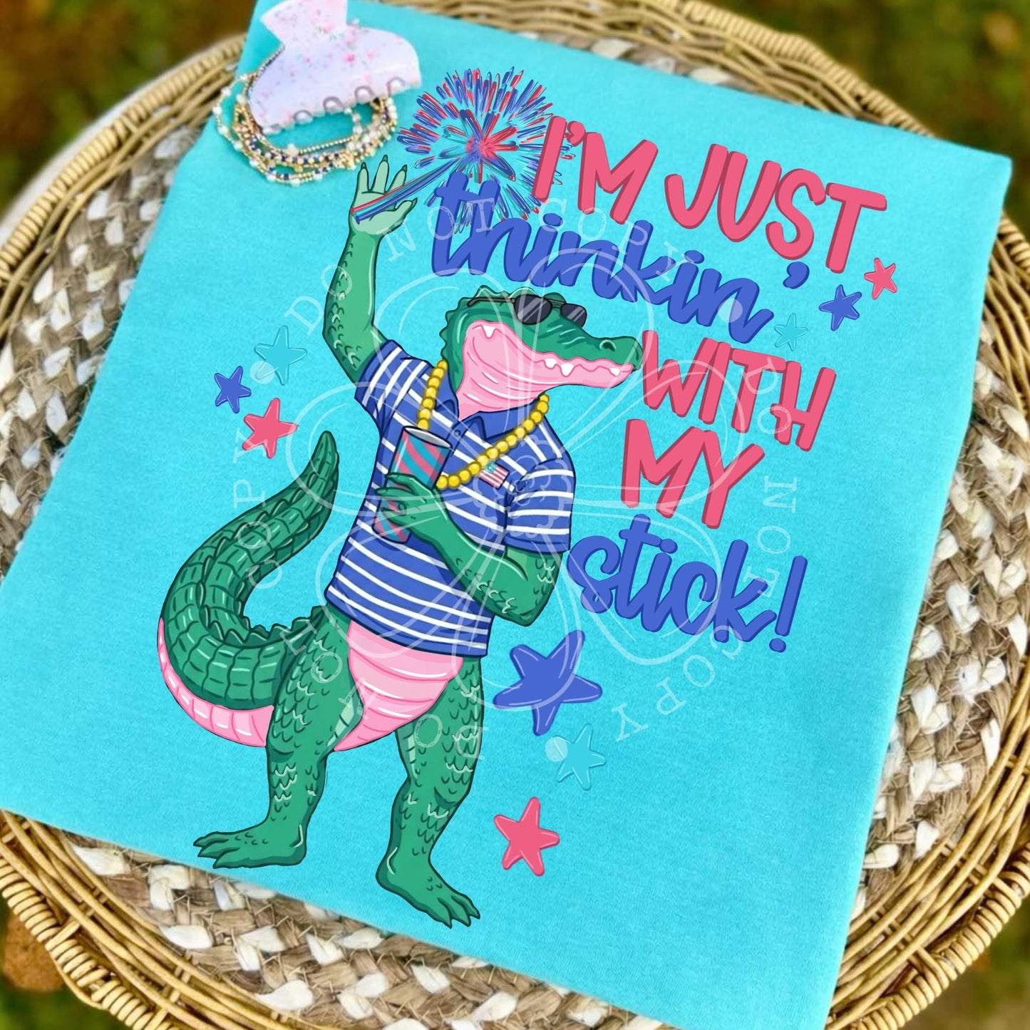 🐊 I’m Just Thakin’ With My Gator Tee | Funny Alligator Summer Shirt | Cute Southern Coastal Graphic Tee | Beachy Preppy Gator Shirt 🌴✨