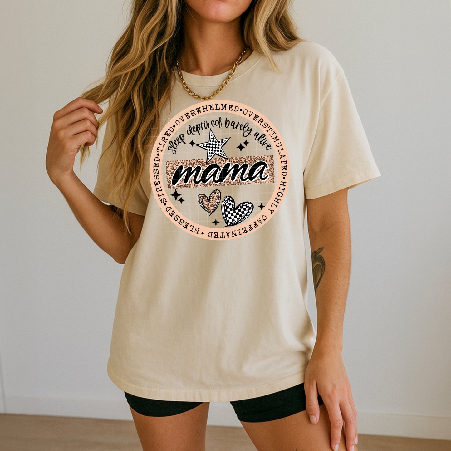 Sleep Deprived Barely Alive Mama Graphic Tee – Tired Mom Life Shirt