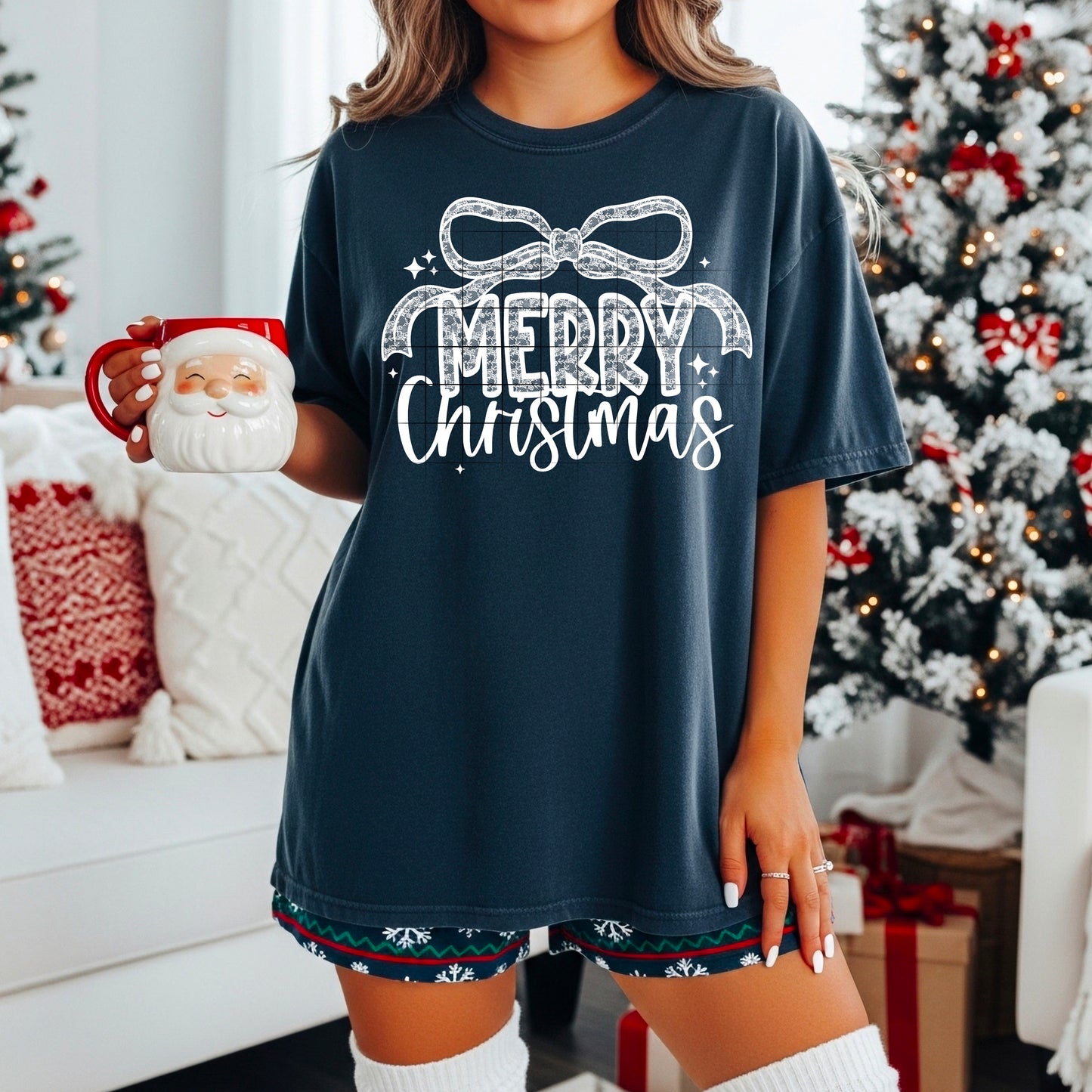 🎄✨ Merry Christmas Bow Shirt – Cute Festive Holiday Tee