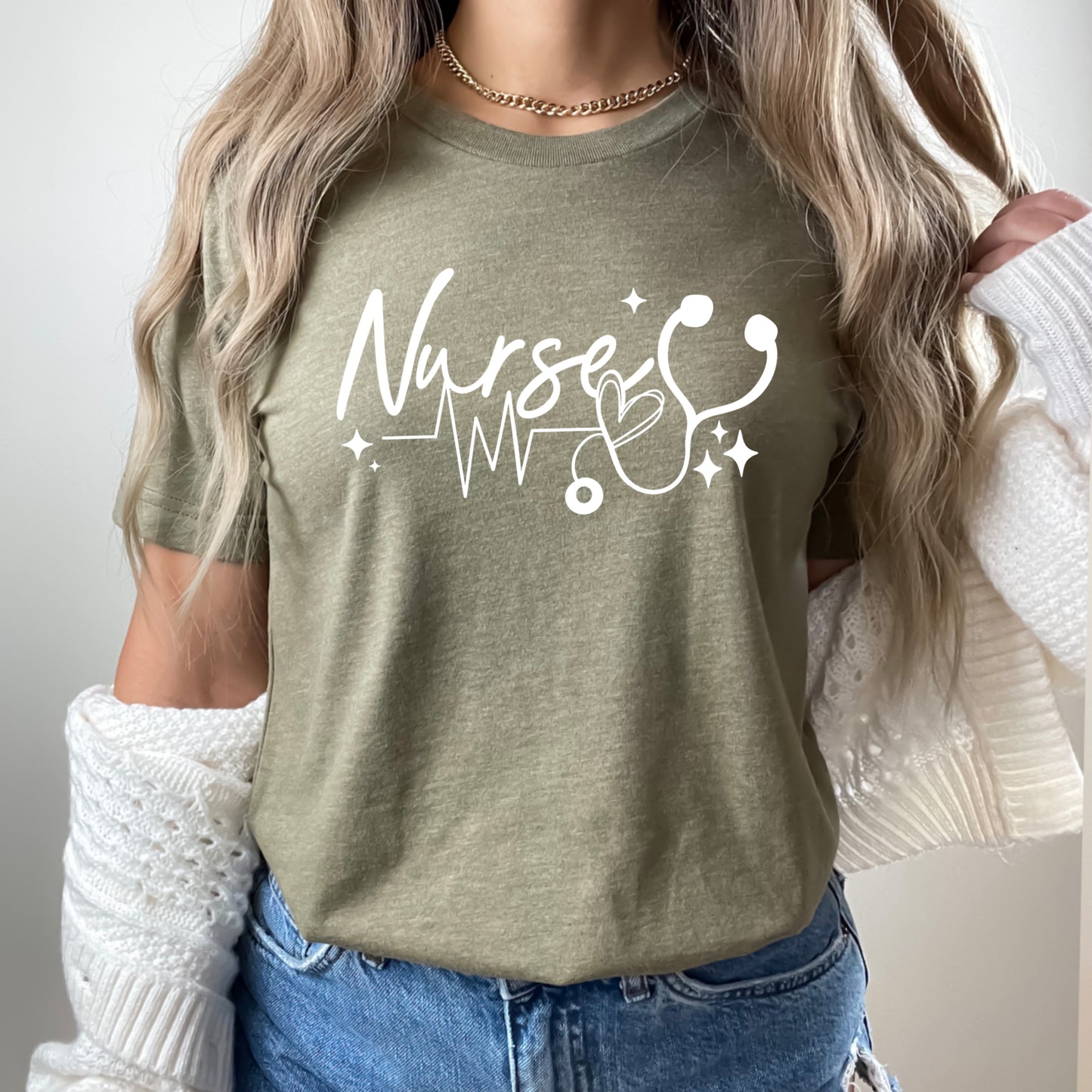 Nurse Graphic T-Shirt – Heartbeat Stethoscope Design