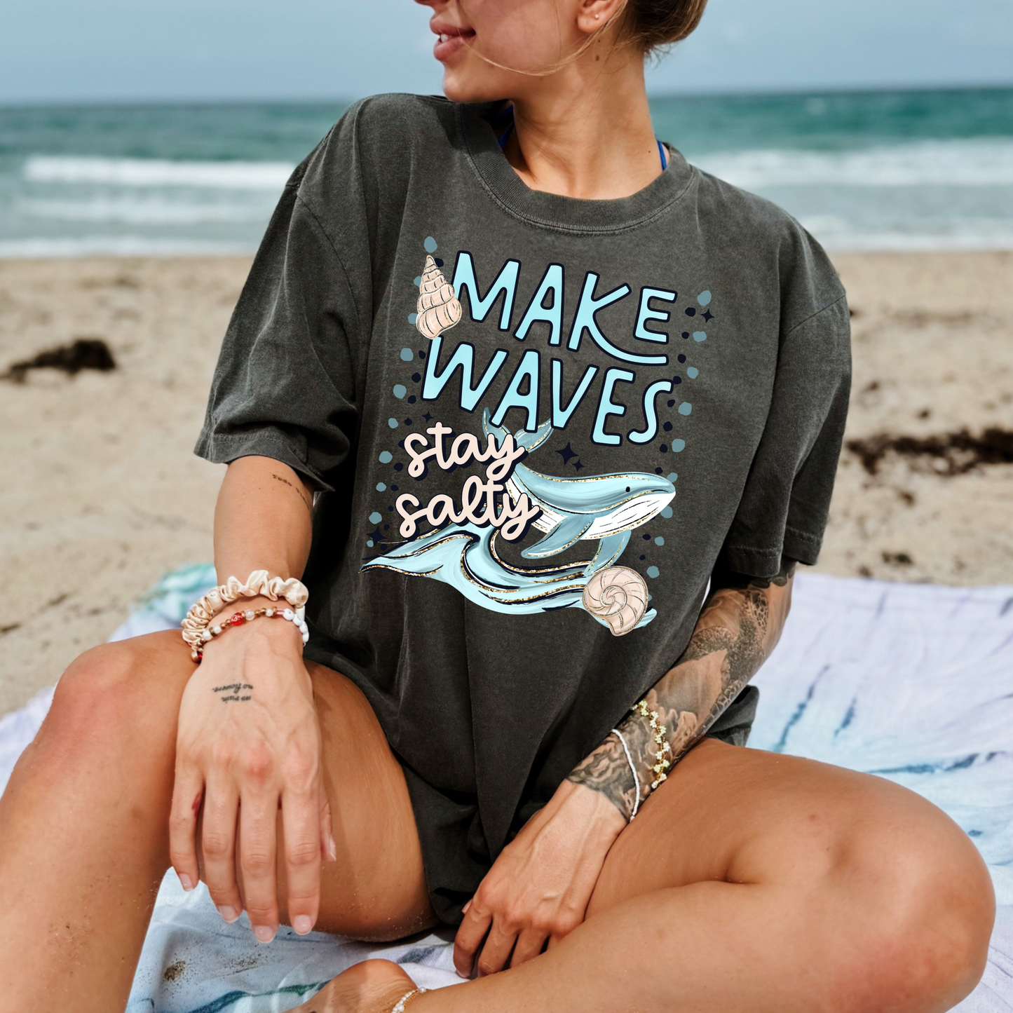 Make Waves Stay Salty Shirt 🌊 Cute Beach Graphic Tee