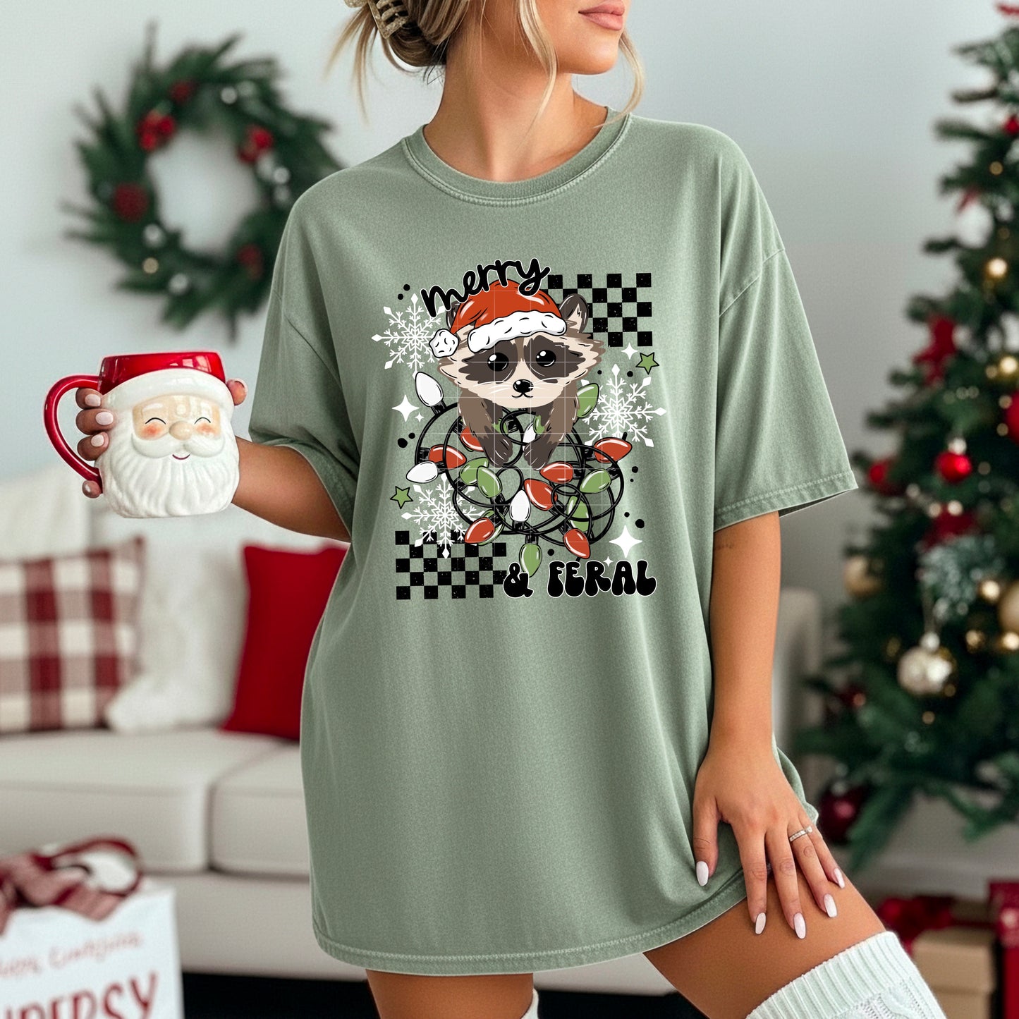 ๐๐ฆ Merry & Feral Christmas Tee | Cute Raccoon Holiday Shirt