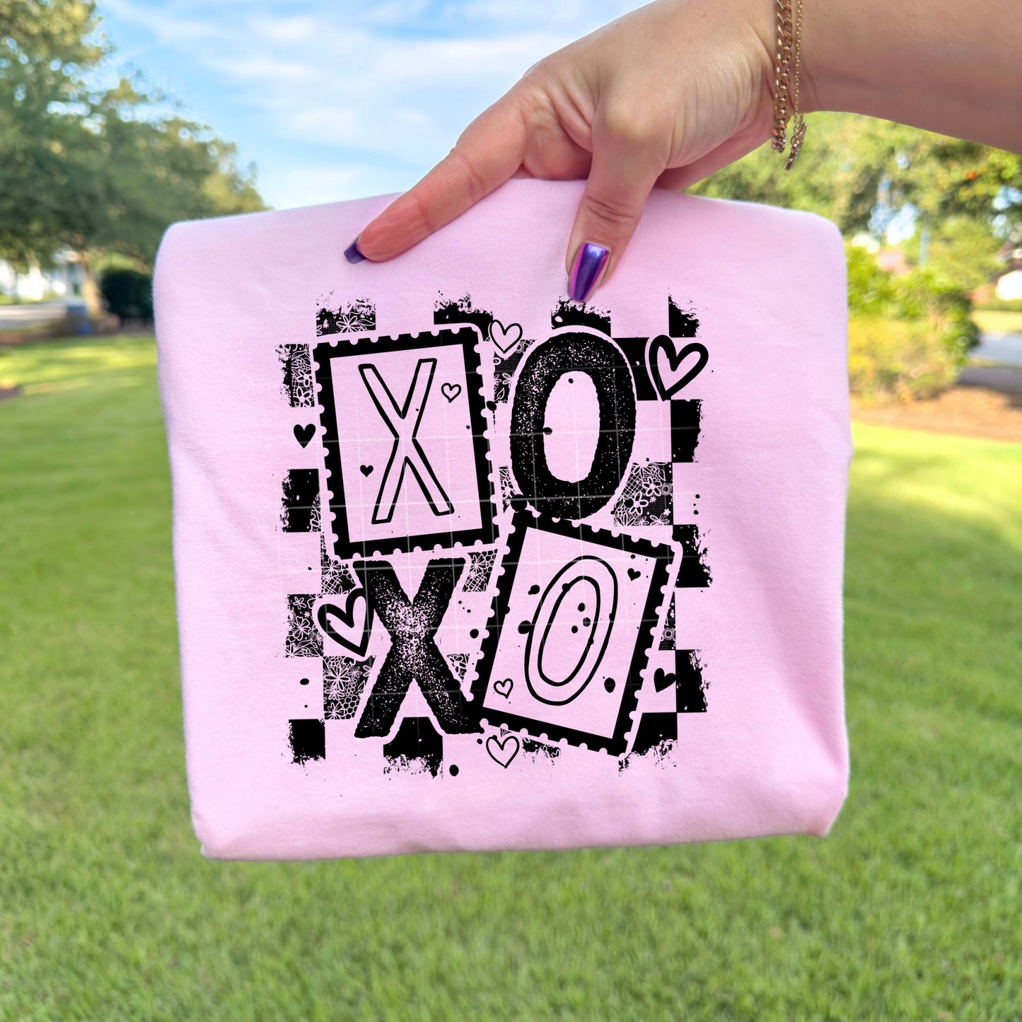 Valentine Aesthetic Shirt | XOXO Stamp Style Love Tee