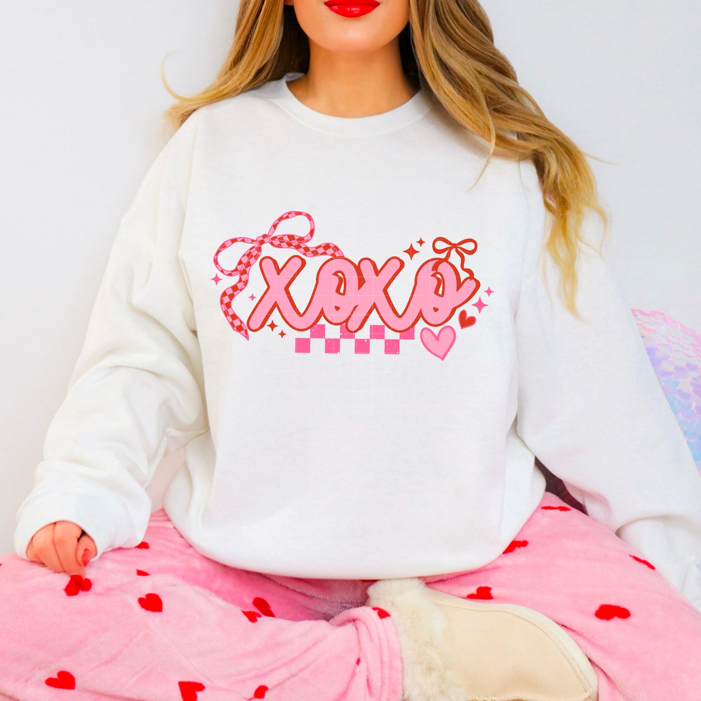 XOXO Gingham Bow Valentine’s Sweatshirt