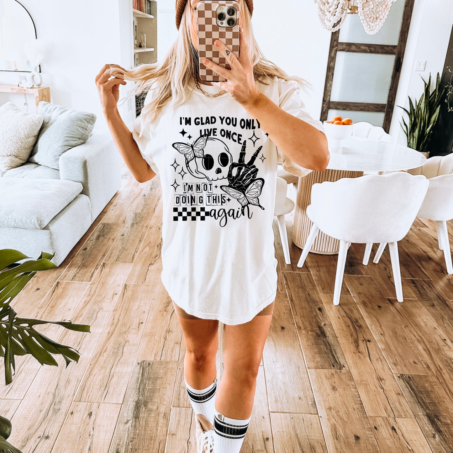 Im Glad You Only LIve Once Im Not Doing This Again Womens Graphic T-shirt