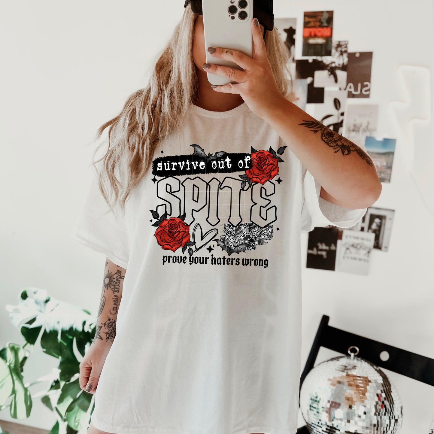 Survive Out of Spite Shirt | Prove Your Haters Wrong Graphic Tee | Gothic Motivation Shirt | Alternative Aesthetic Rose T-Shirt | Mental Health Gift
