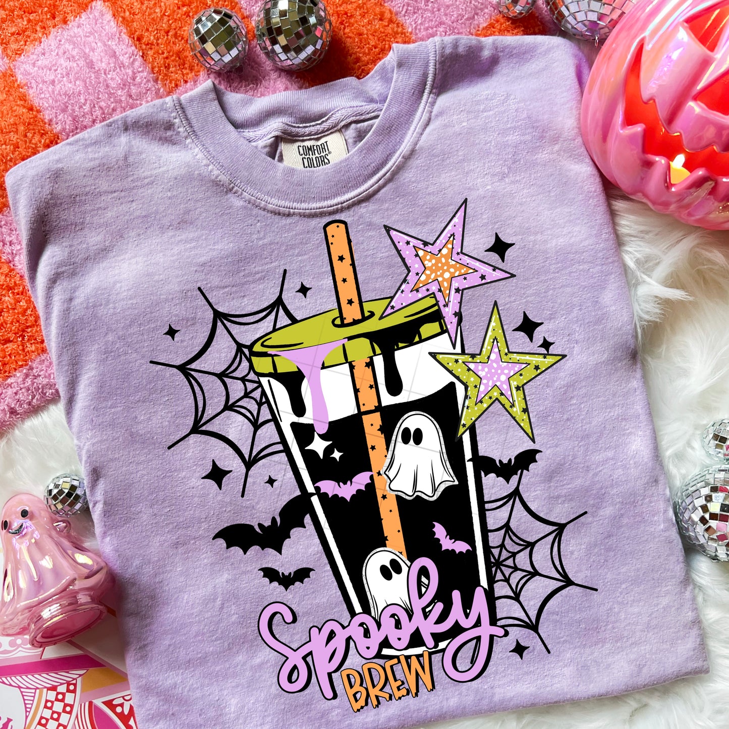 Spooky Brew Halloween Coffee Shirt | Ghost Iced Coffee Graphic Tee | Cute Spooky Season T-Shirt | Fall Coffee Lover Shirt | Halloween Graphic Tee | Boo Crew Coffee Shirt | π»πΈοΈπ¦β