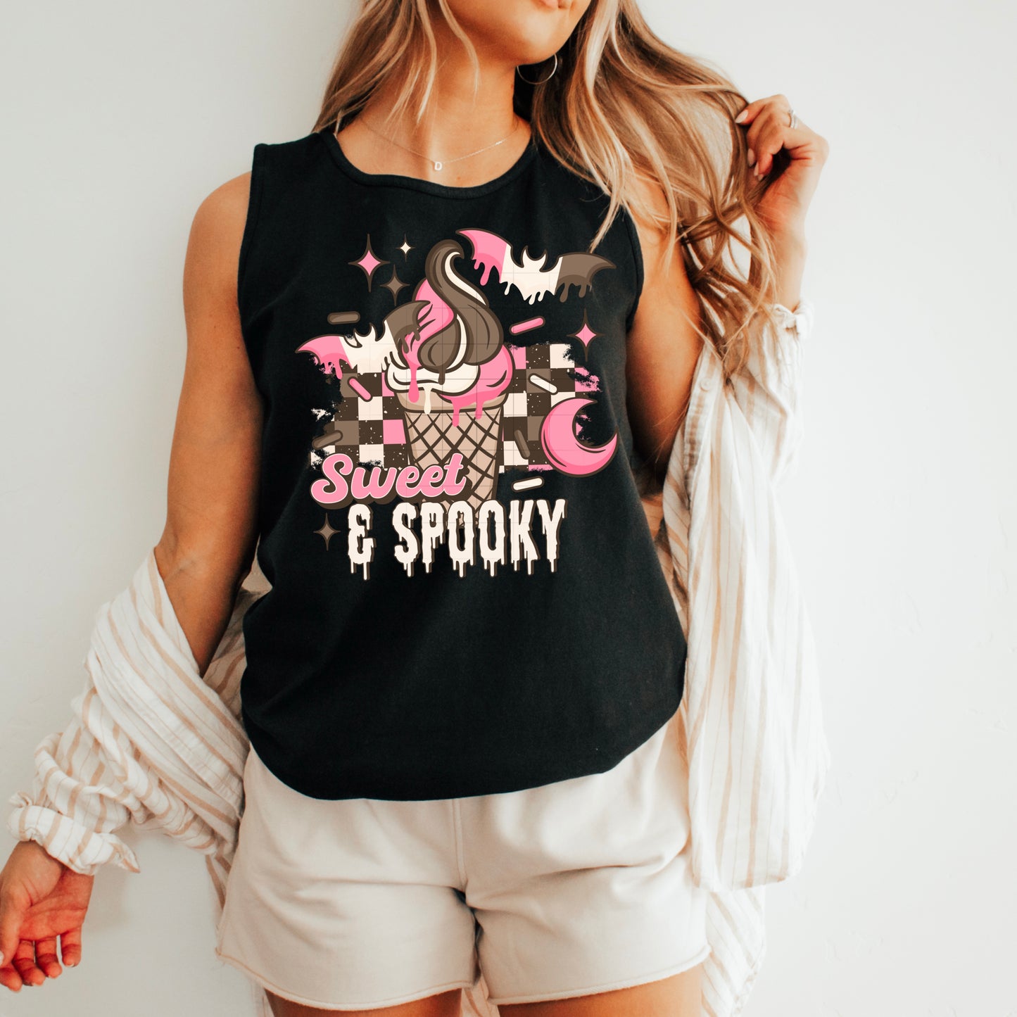 Sweet & Spooky Ice Cream Cone Tank β Pastel Goth Halloween Vibes