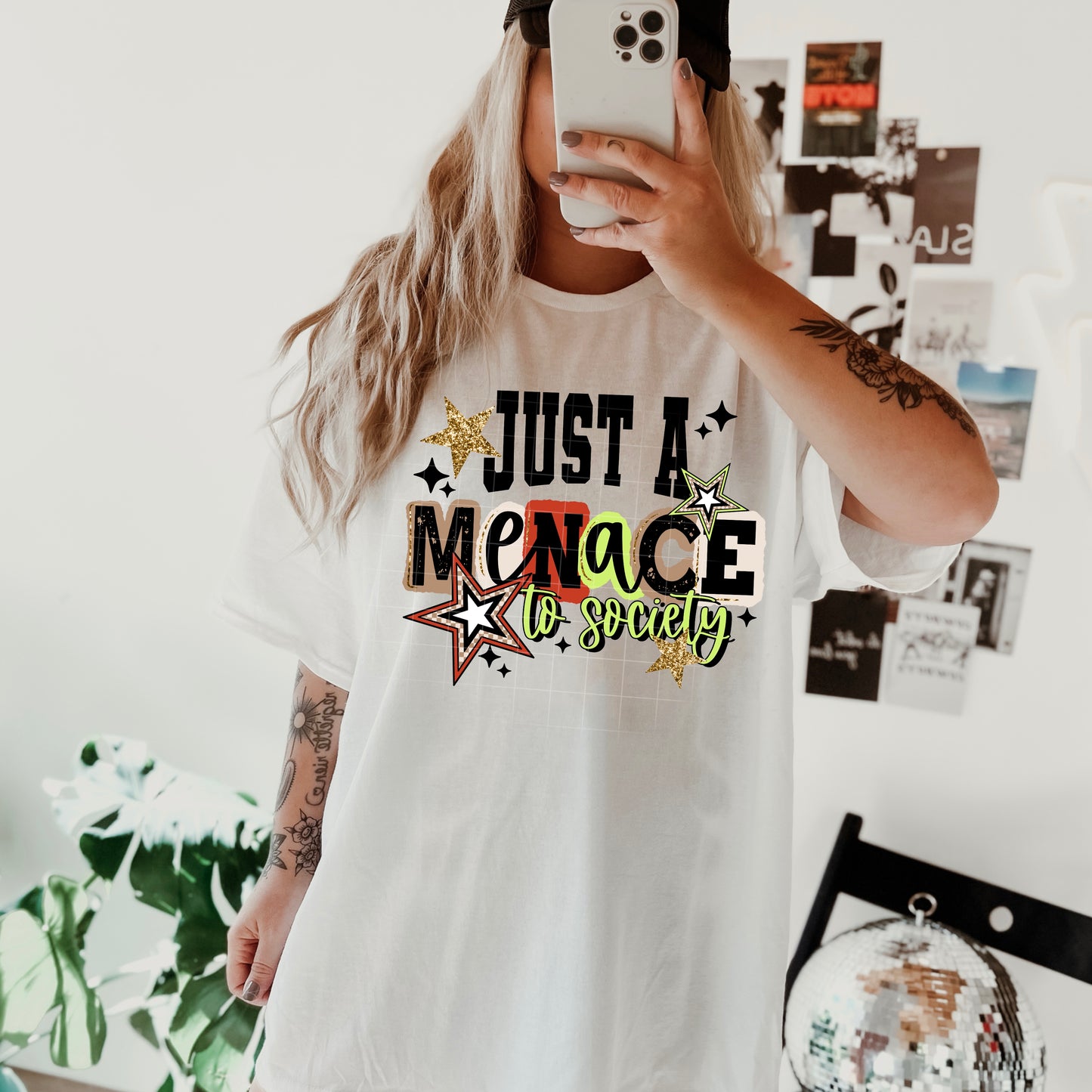 Just a Menace to Society Shirt | Funny Sarcastic Graphic Tee | Sassy Women's T-Shirt | Chaos Gremlin Shirt | Trendy Graphic Tee | Unisex Comfort Colors Shirt | Funny Gift for Her