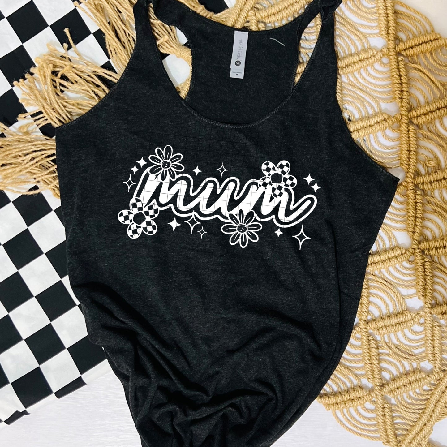 Retro Floral “Mum” Graphic Racerback Tank