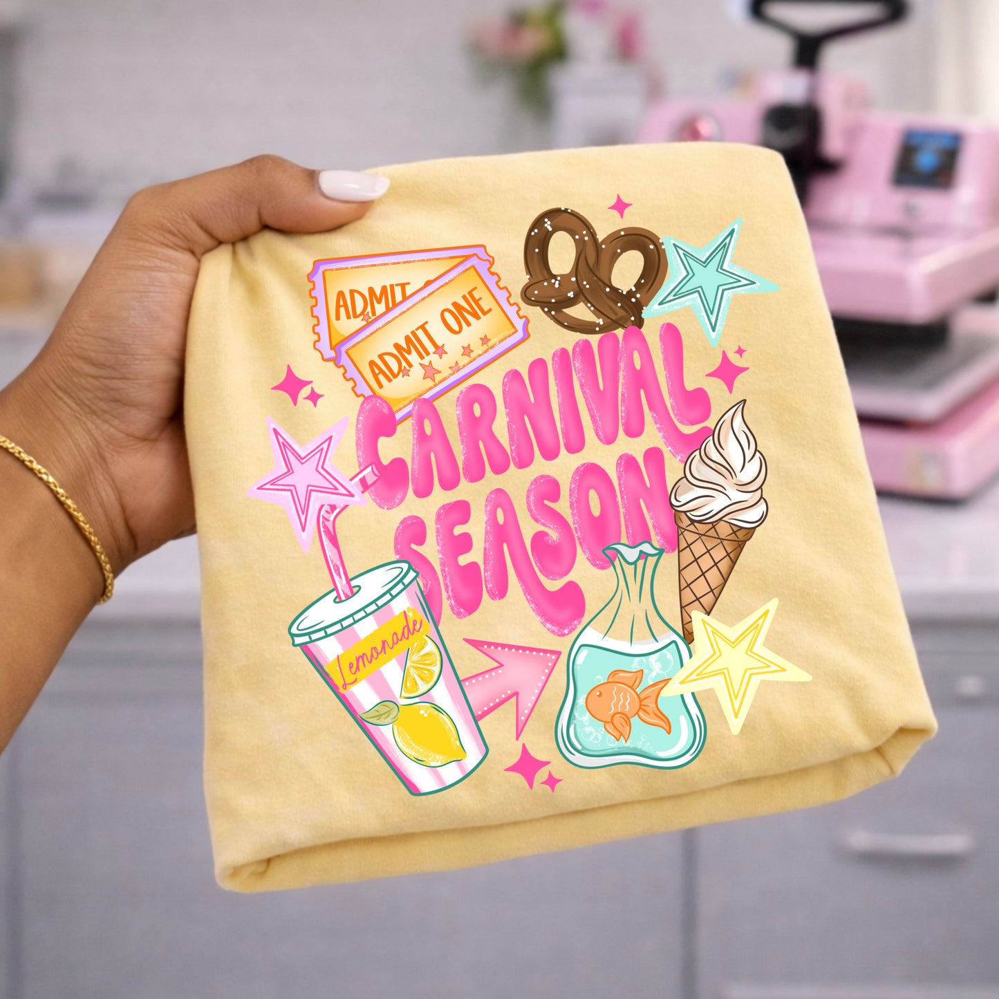 🎡 Carnival Season Graphic Tee | Cute Fair Food Shirt | Summer Carnival Aesthetic Tee | Lemonade Pretzel Ice Cream Shirt 🎠🍦